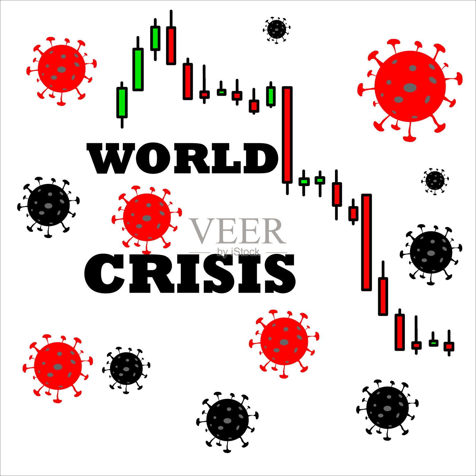 冠状病毒大流行后的世界全球危机。股票市场图表或外汇交易图表的业务和财务概念和报告。冠状病毒矢量的概念。插画图片素材