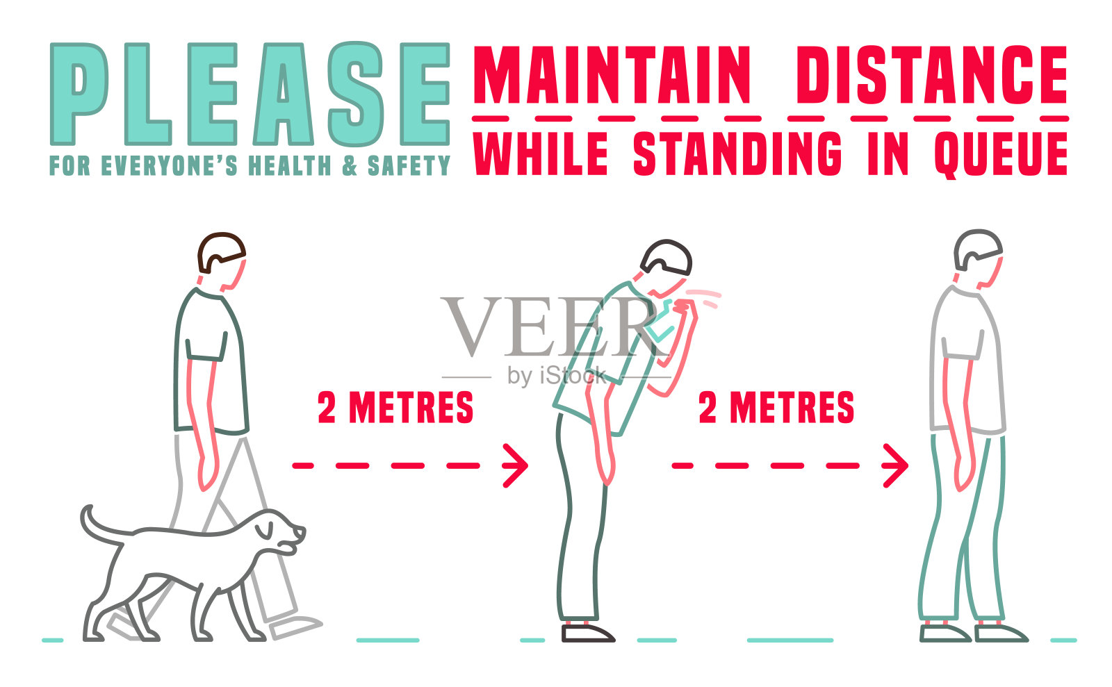保持社会Distance-04插画图片素材