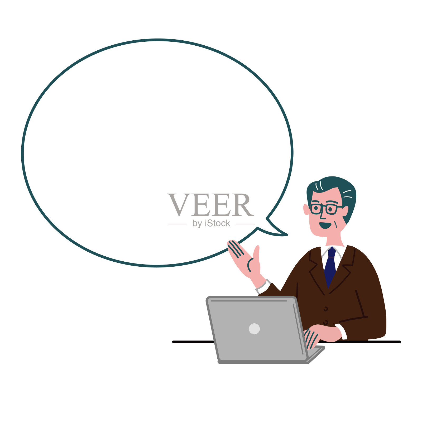 适合中年男子笔记本电脑手势空间插画图片素材