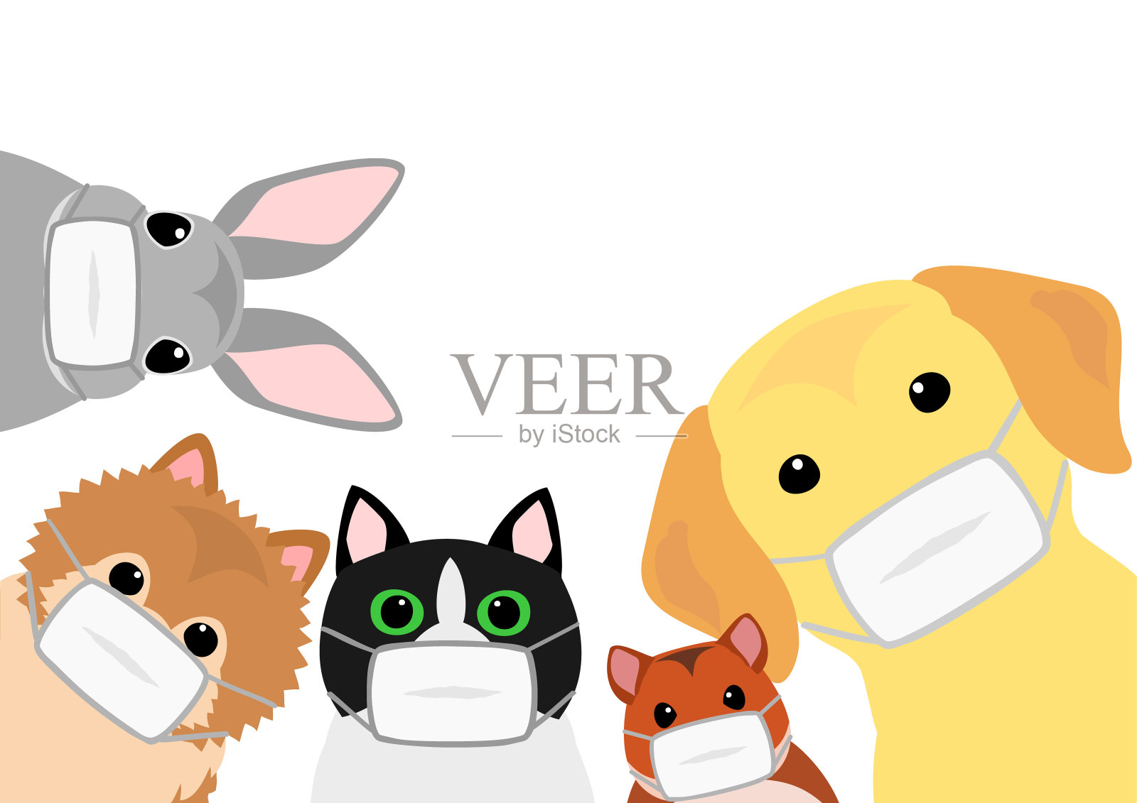 带医用口罩的宠物设计元素图片