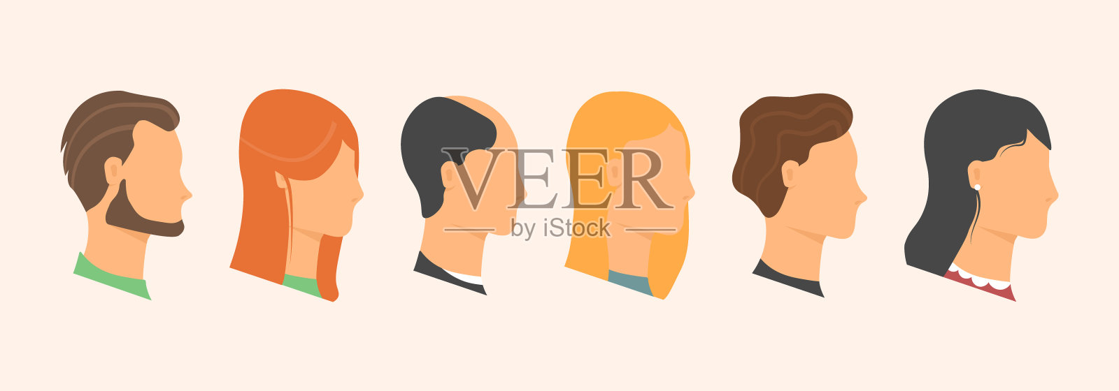 不同的人脸。插画图片素材