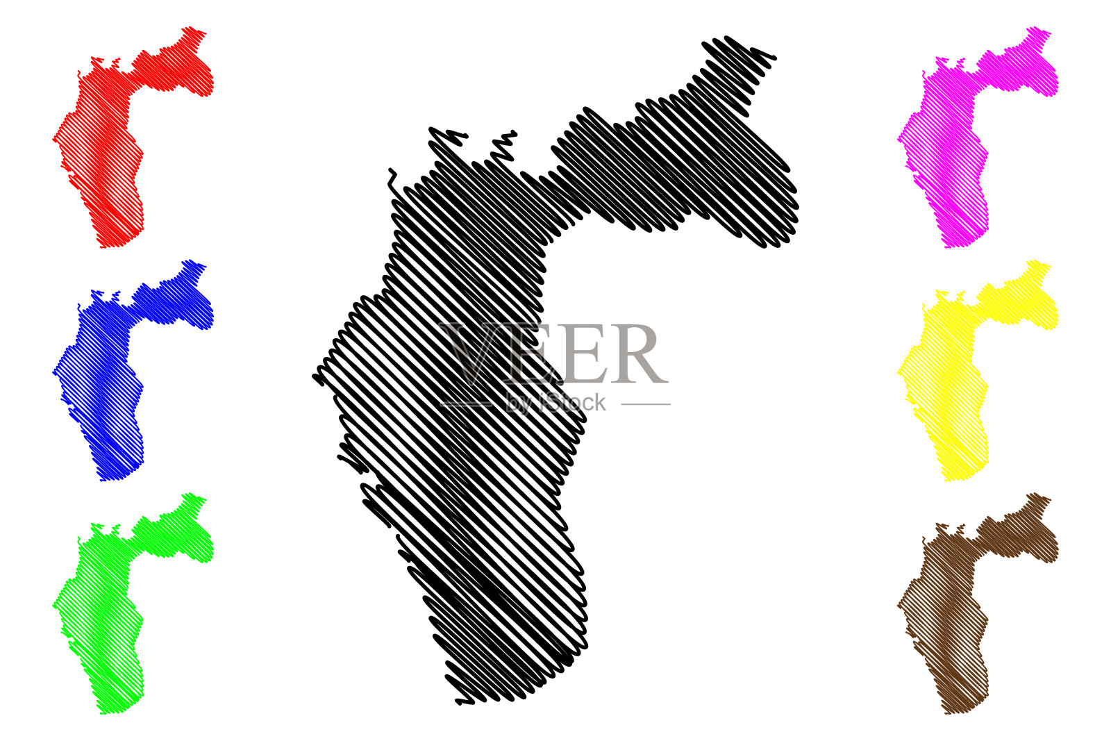 圣胡安-拉文提尔地区地图插画图片素材