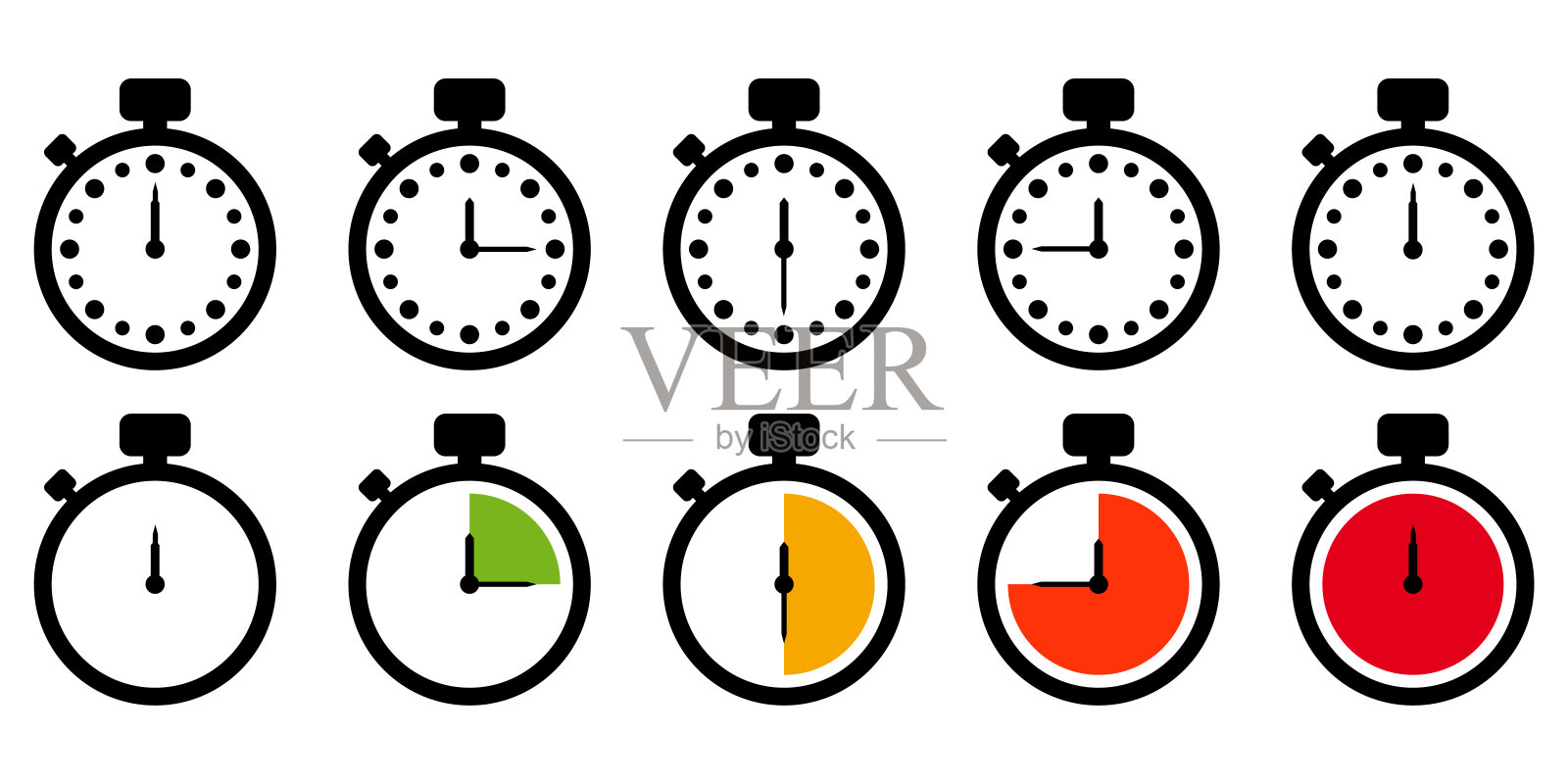 设置的定时器矢量图标。秒表的象征。矢量倒计时圆时钟计数器计时器。快时间图标。图标素材