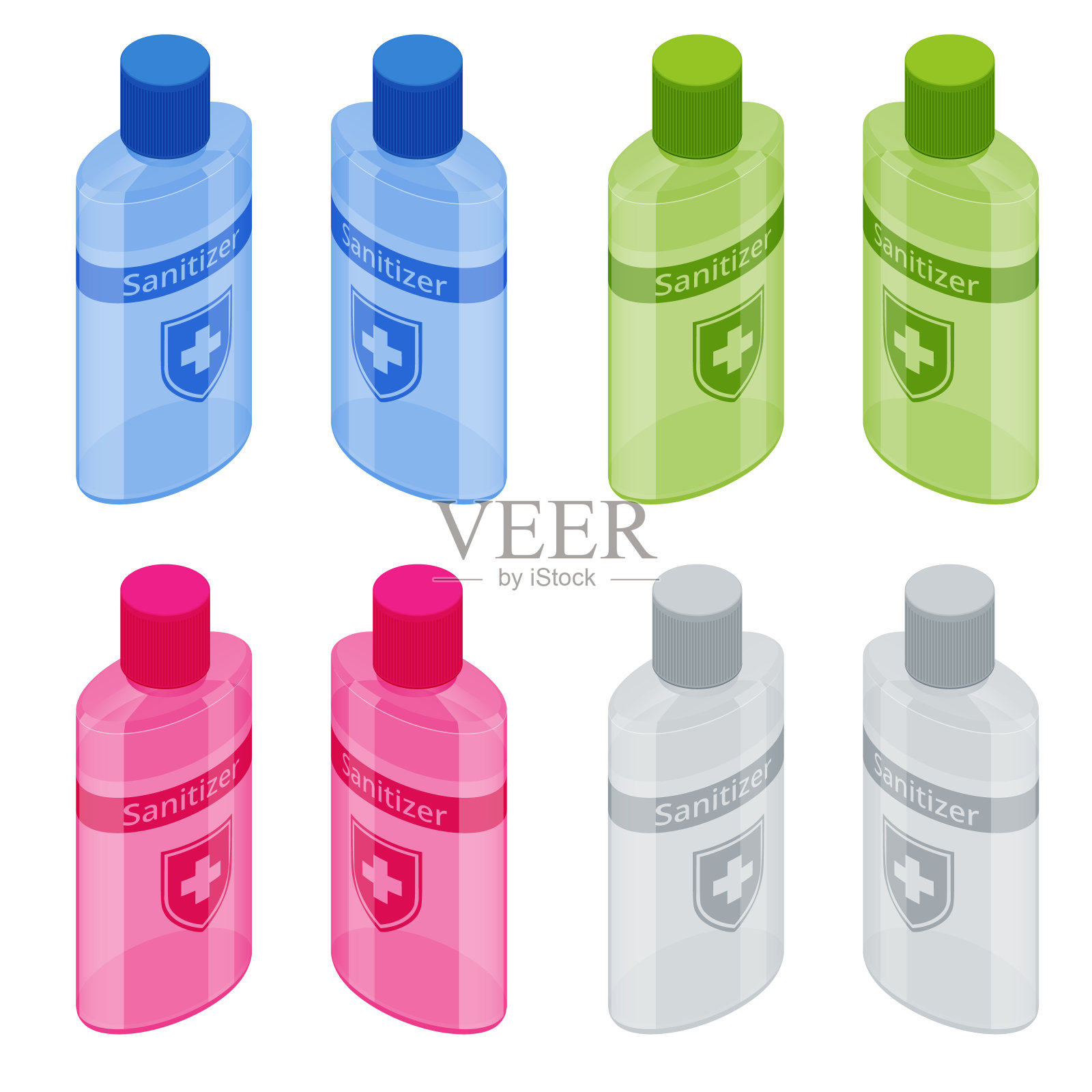 等距酒精凝胶洗手液。预防冠状病毒手部卫生洗手液插画图片素材