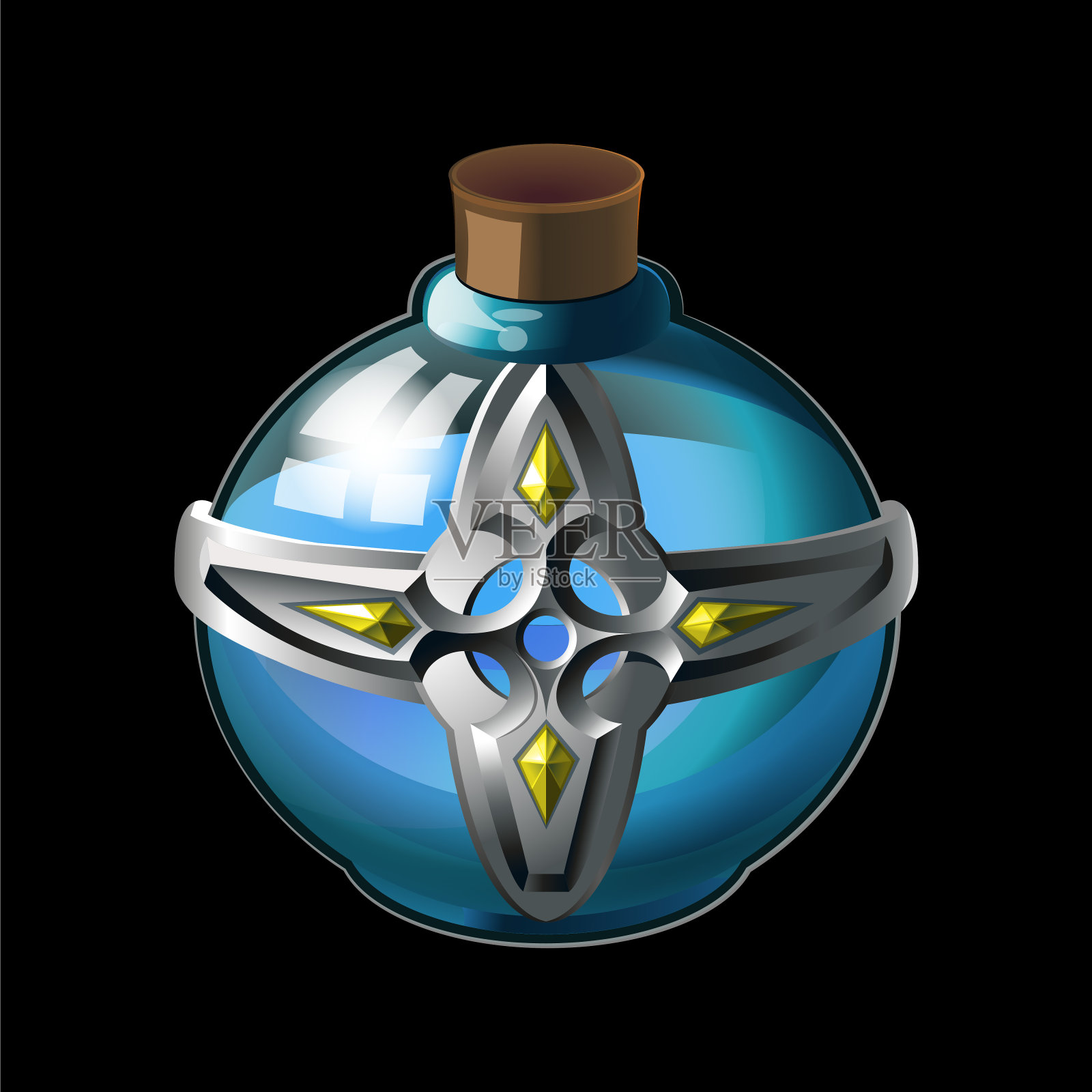 装有魔法圣水的瓶子插画图片素材