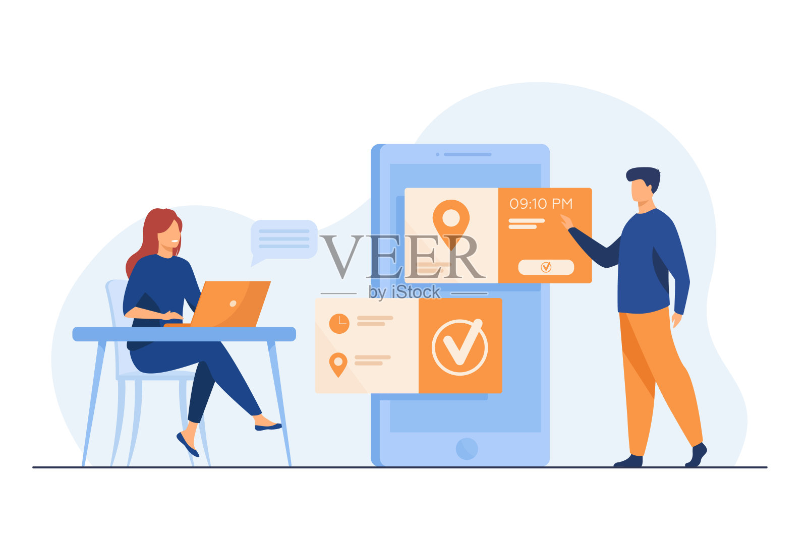 人们使用在线预约和预订应用程序插画图片素材