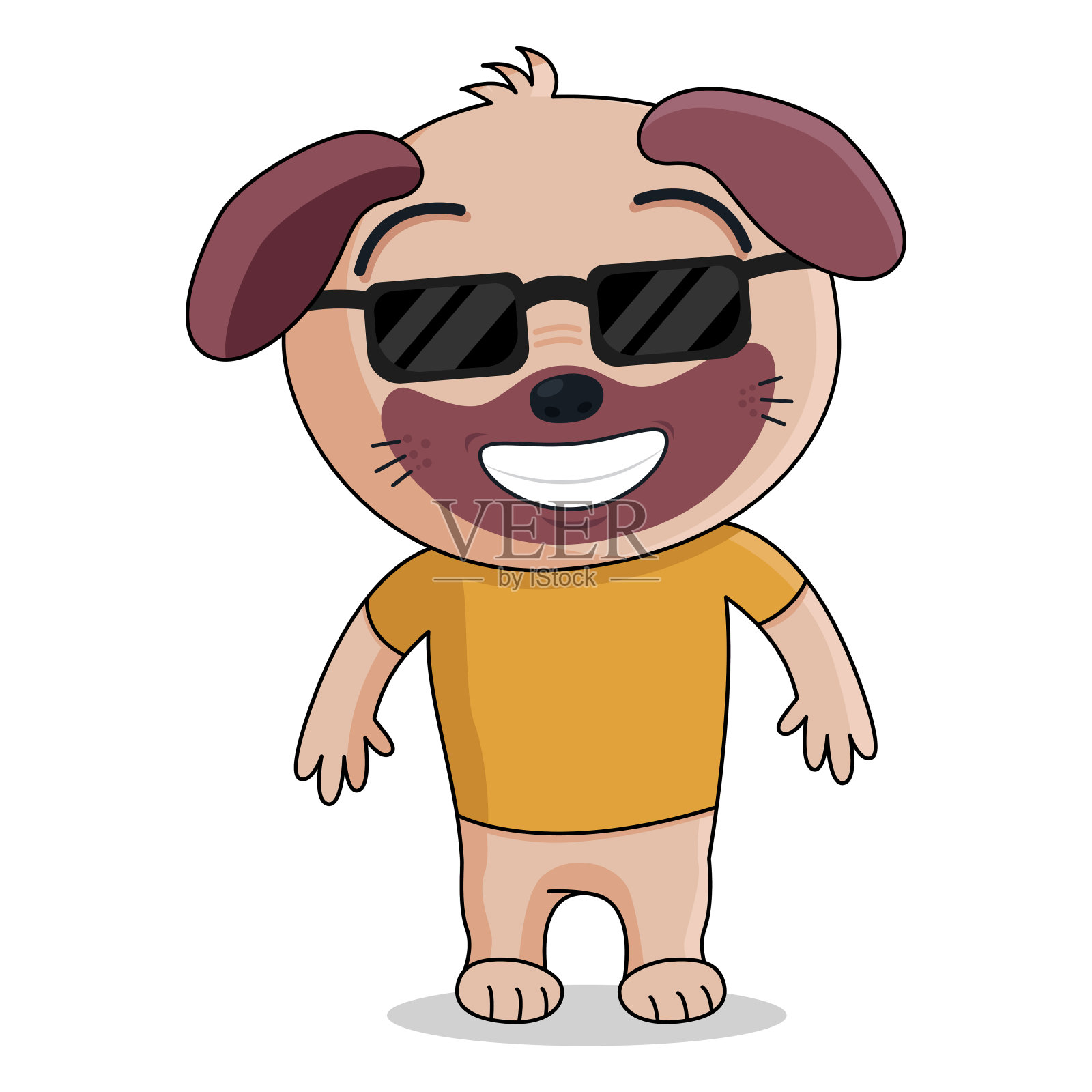 可爱的狗在不同的位置。矢量图插画图片素材