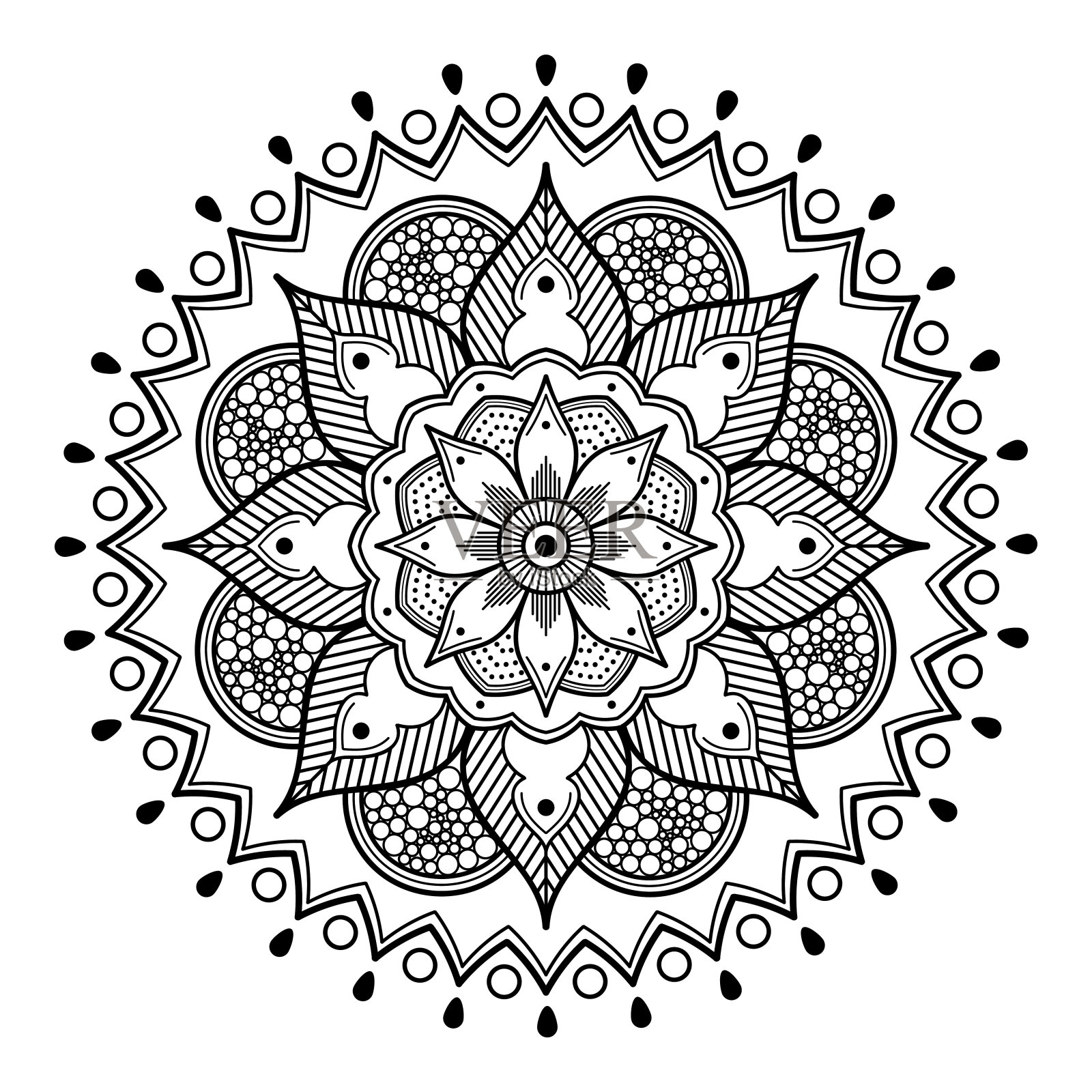 曼荼罗无缝模式。伊斯兰教，阿拉伯语，巴基斯坦，摩洛哥，土耳其，印度，西班牙主题插画图片素材