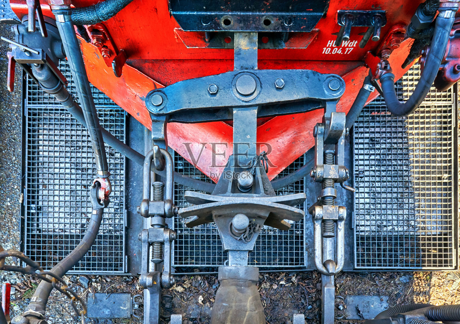 蒸汽机车与货车联接技术的细节。照片摄影图片