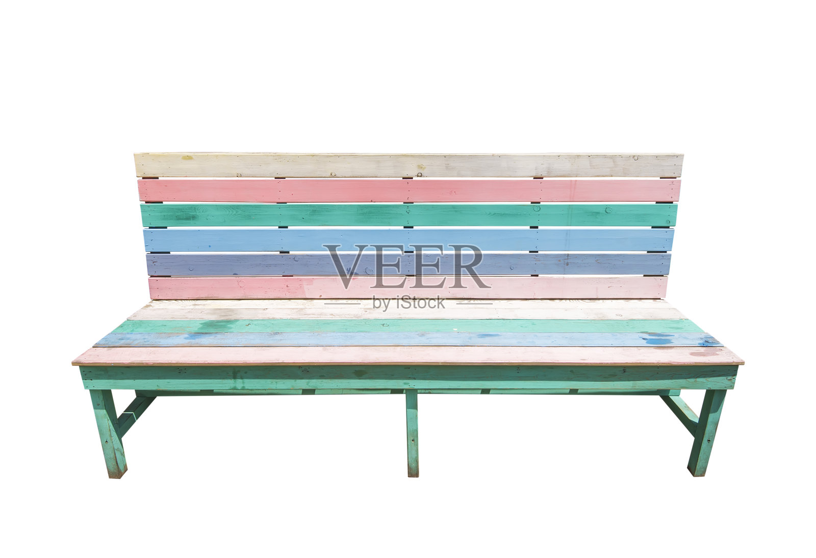 条纹彩色木凳孤立在白色上照片摄影图片