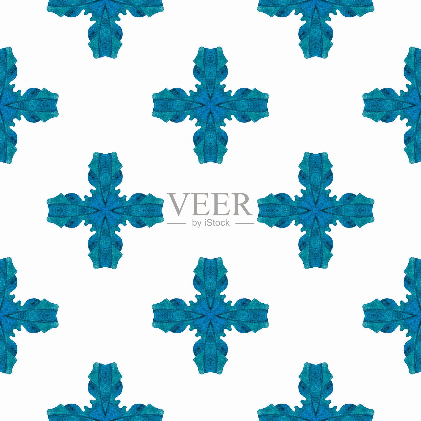 东方阿拉伯式手绘边线。蓝色的插画图片素材