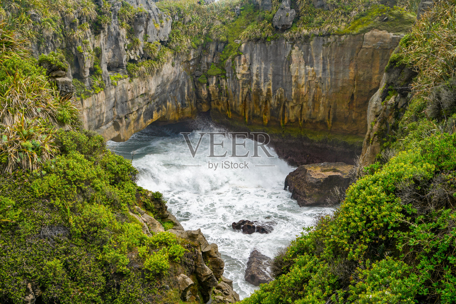 Punakaiki Pancake Rocks and Blowholes Walk, Paparoa国家公园，新西兰照片摄影图片