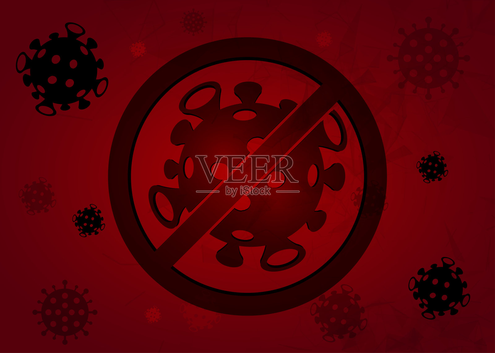 摘要红色冠状病毒的背景。2019 - ncov冠状病毒保护。停止冠状病毒的象征。插画图片素材