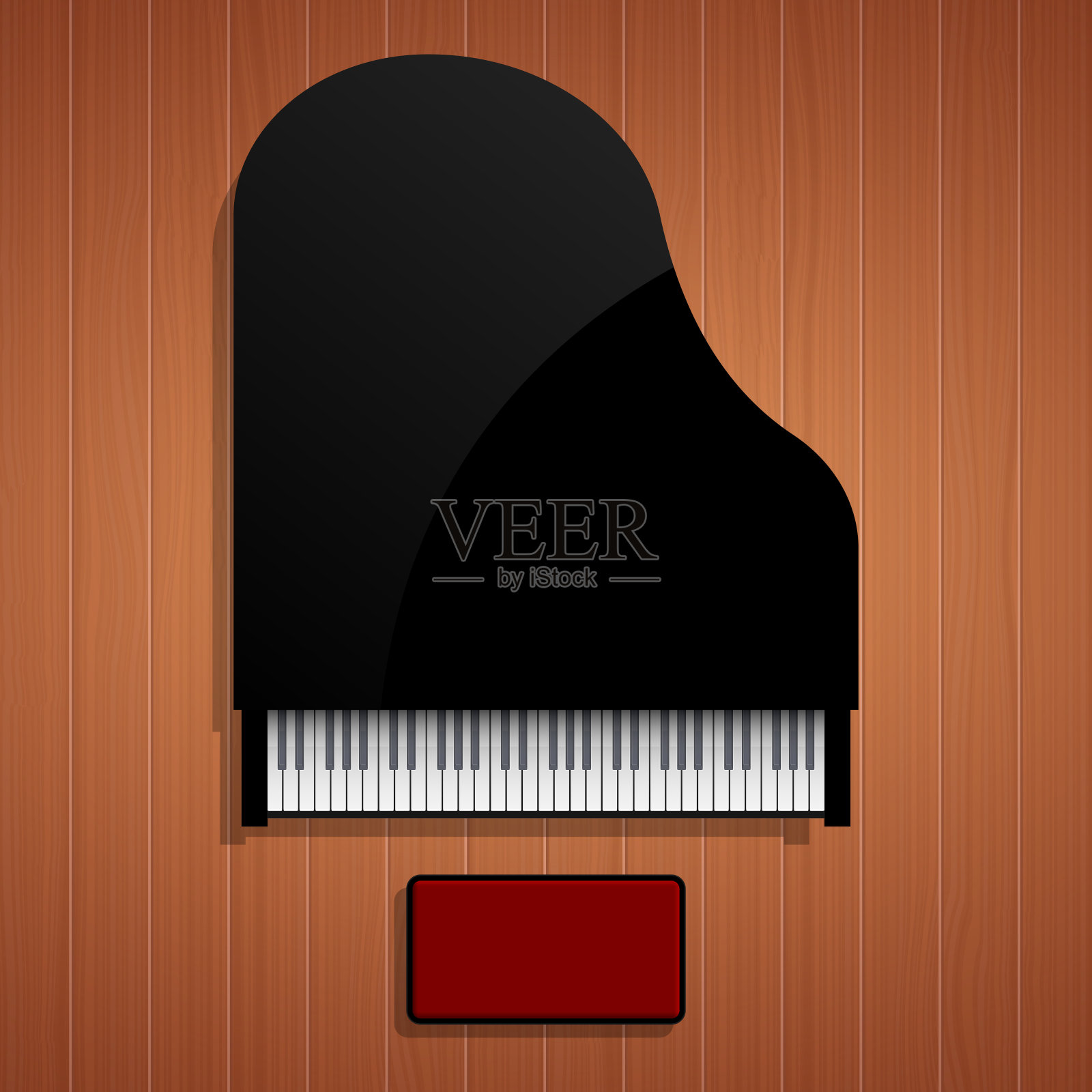 钢琴俯视图上的木地板矢量设计插图插画图片素材