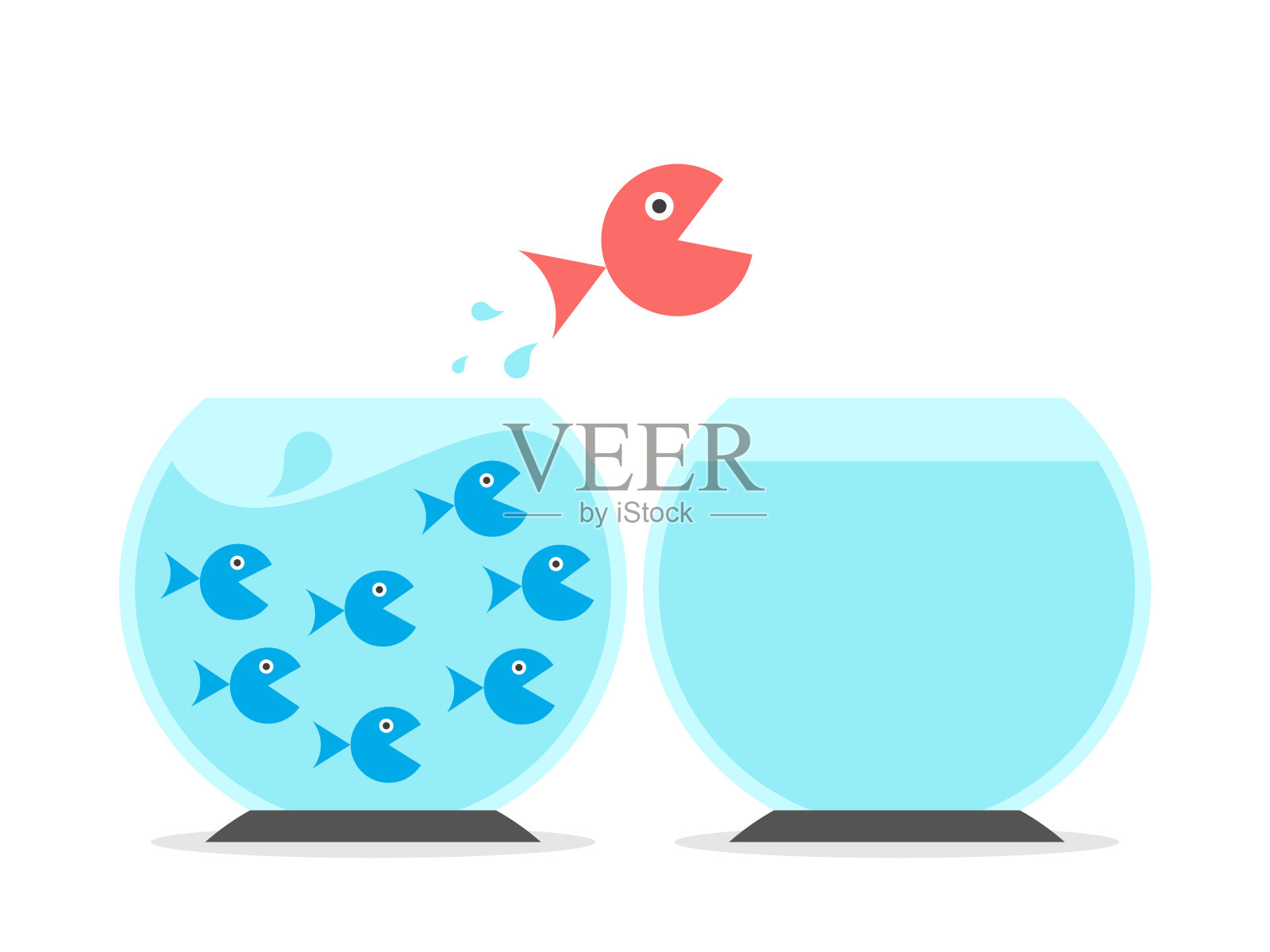 大鱼换鱼缸插画图片素材