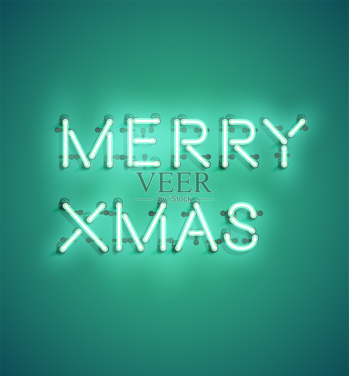 霓虹逼真的广告字，矢量插图插画图片素材