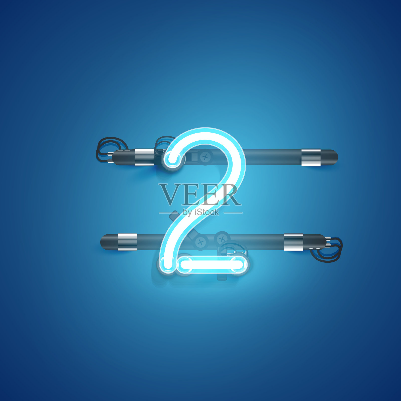 高细节霓虹灯字符从一套，矢量插图插画图片素材