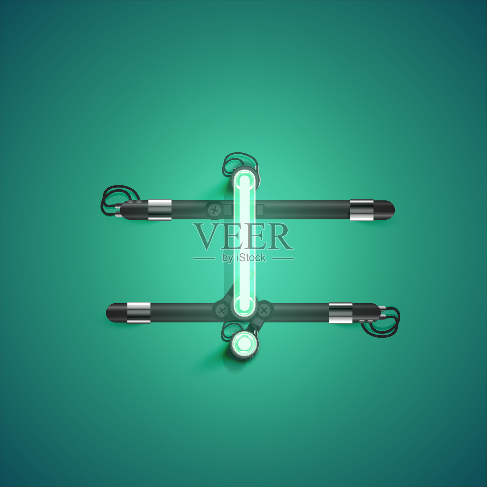 高细节霓虹灯字符从一套，矢量插图插画图片素材