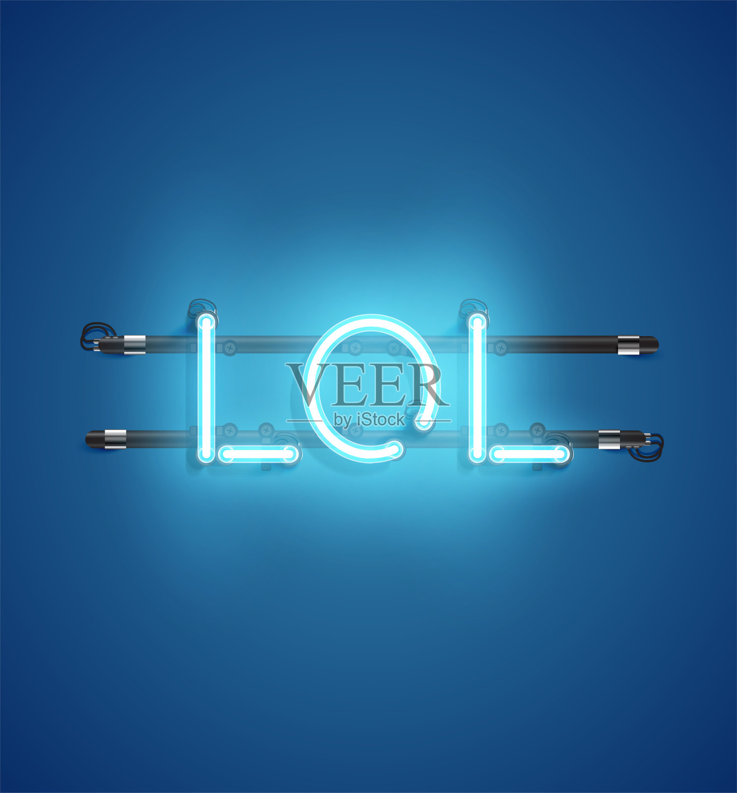 霓虹逼真的广告字，矢量插图插画图片素材