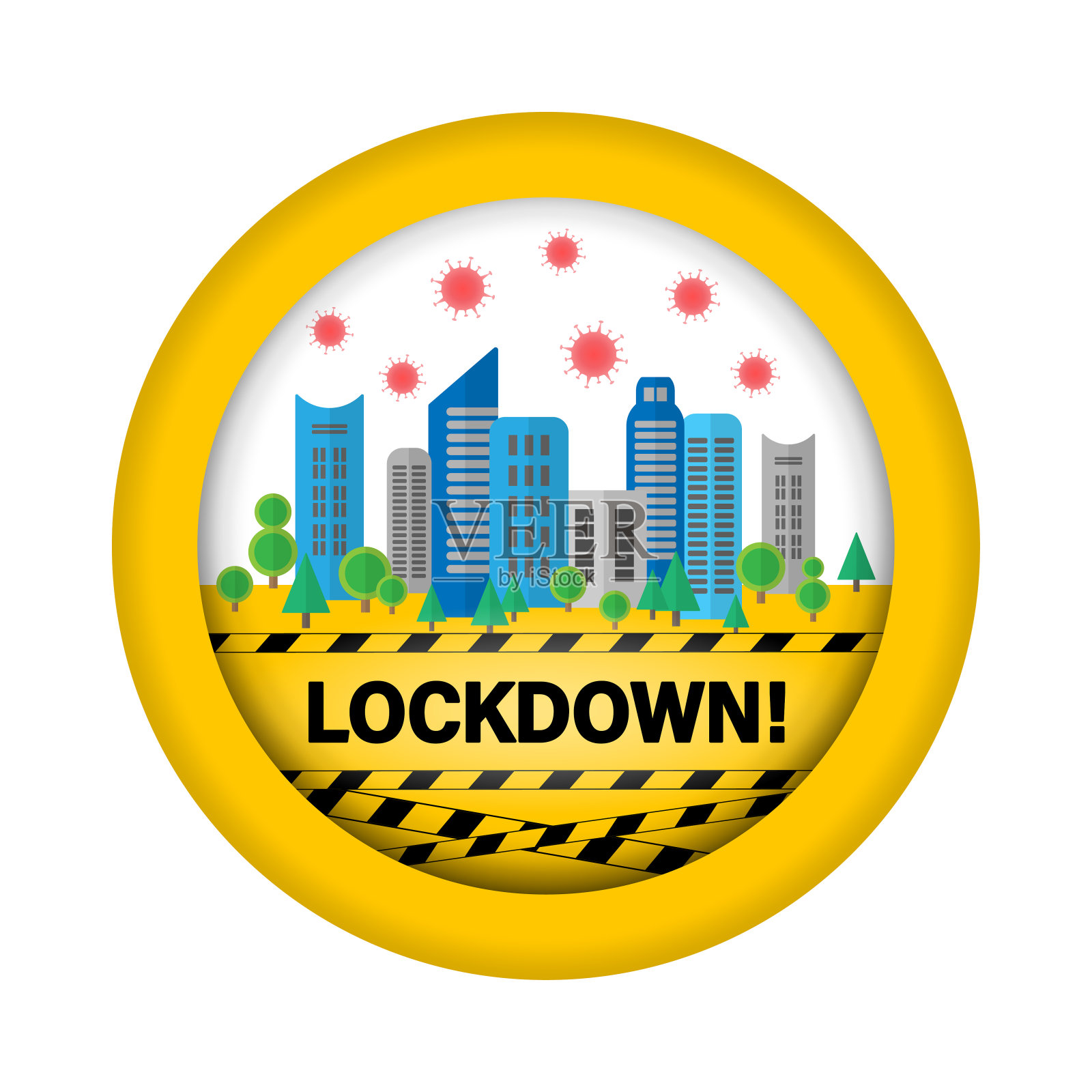 新型冠状病毒(2019-nCoV)大流行疫情概念、卡通载体插图。注意隔离，保护流行的冠状病毒疾病。插画图片素材