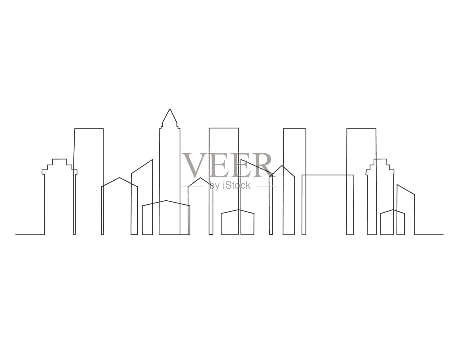 连续的城市建筑线存量向量设计元素图片