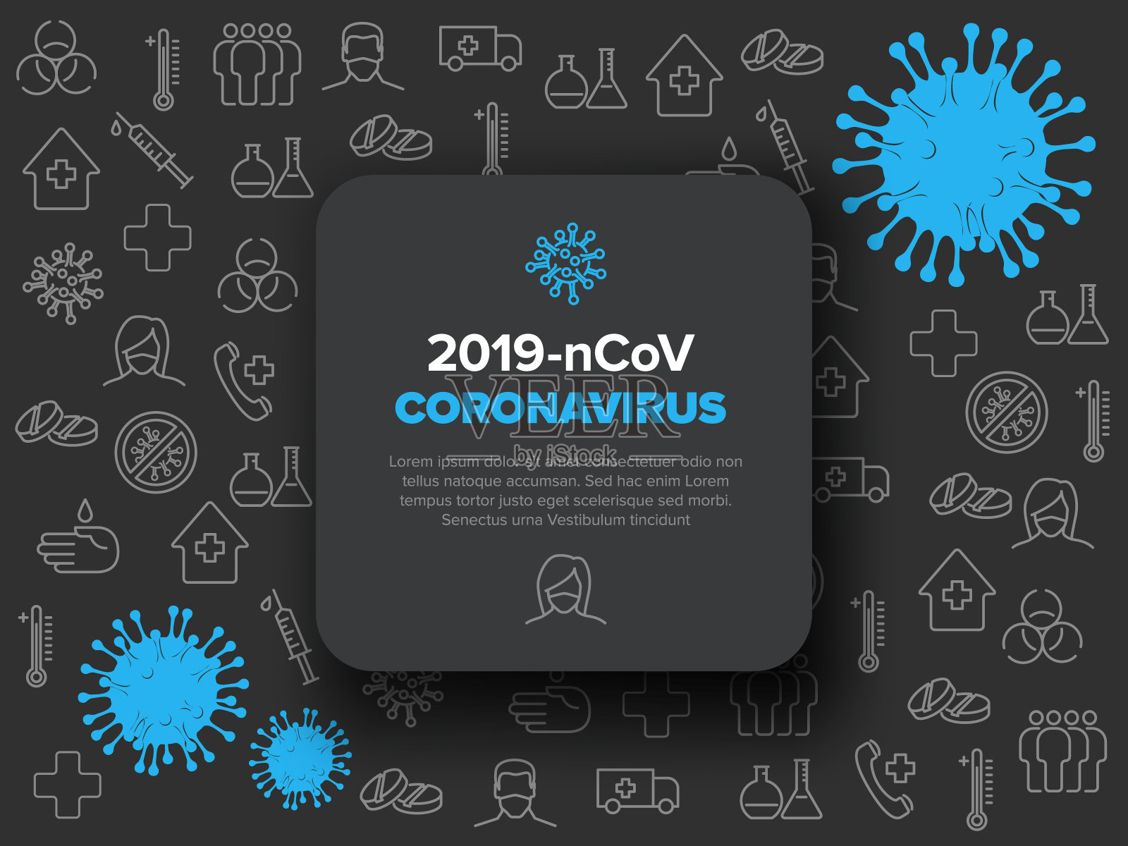 带有冠状病毒信息的传单模板插画图片素材