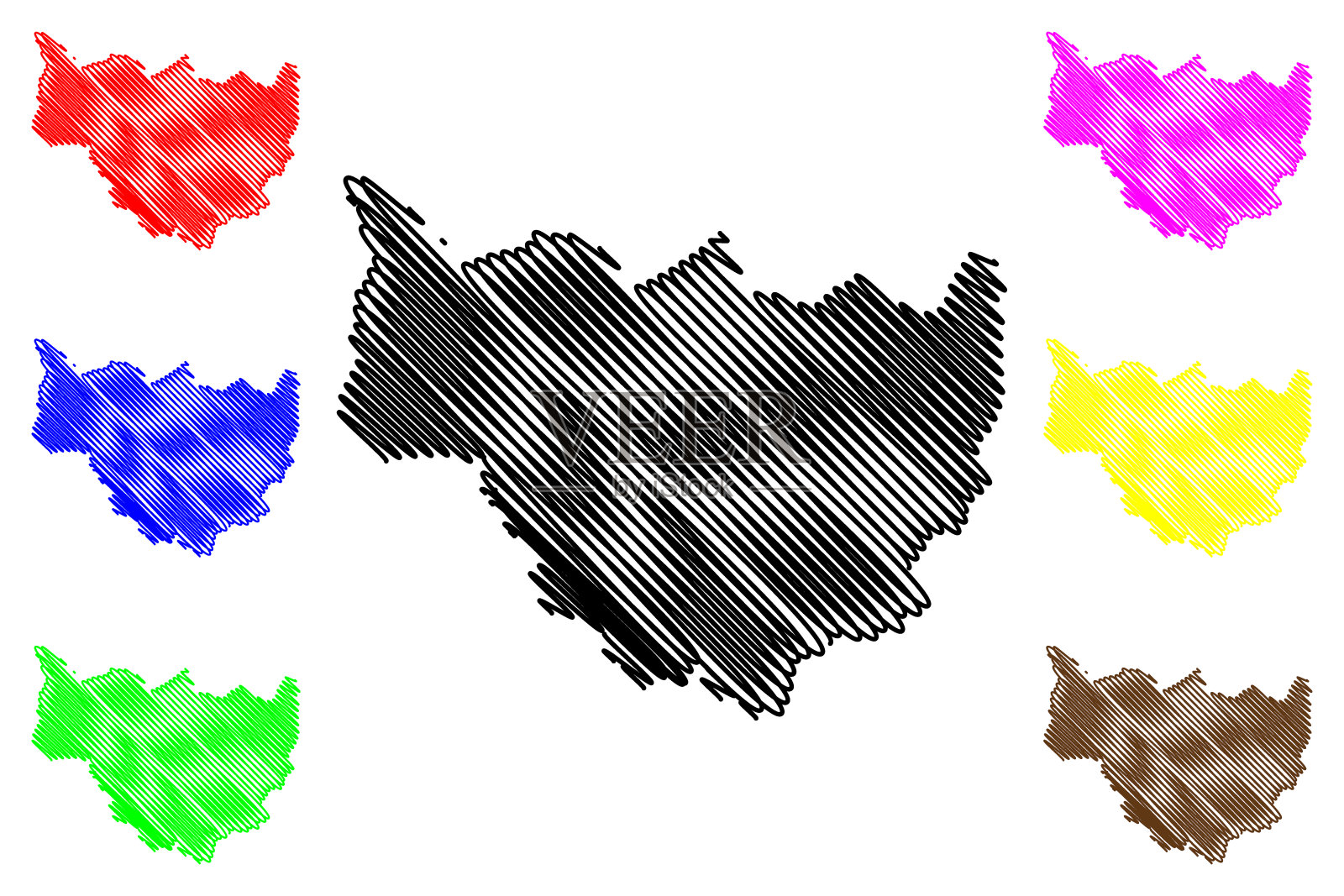 瀑布地区地图插画图片素材