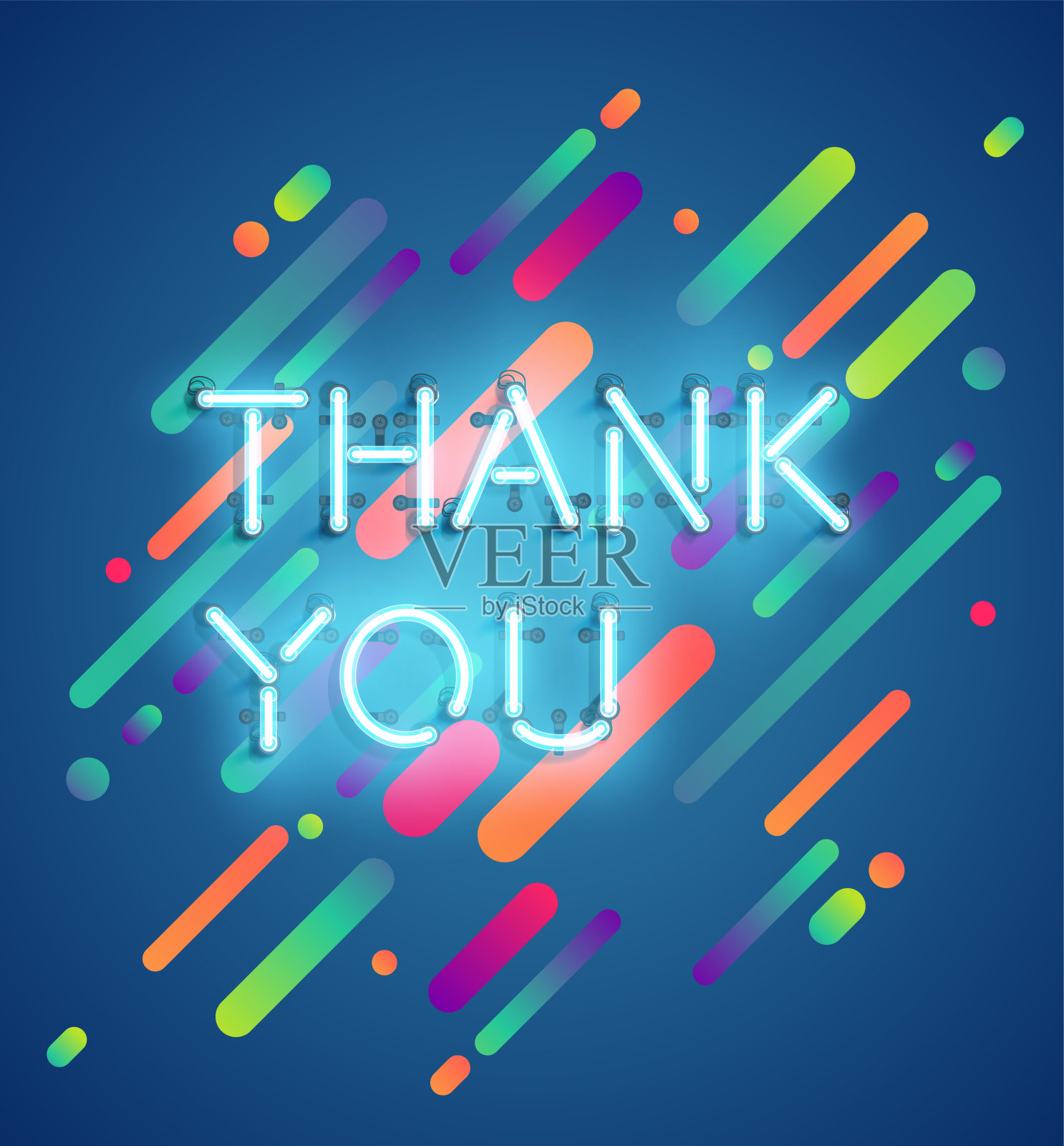 霓虹字广告与彩色背景，矢量插图插画图片素材