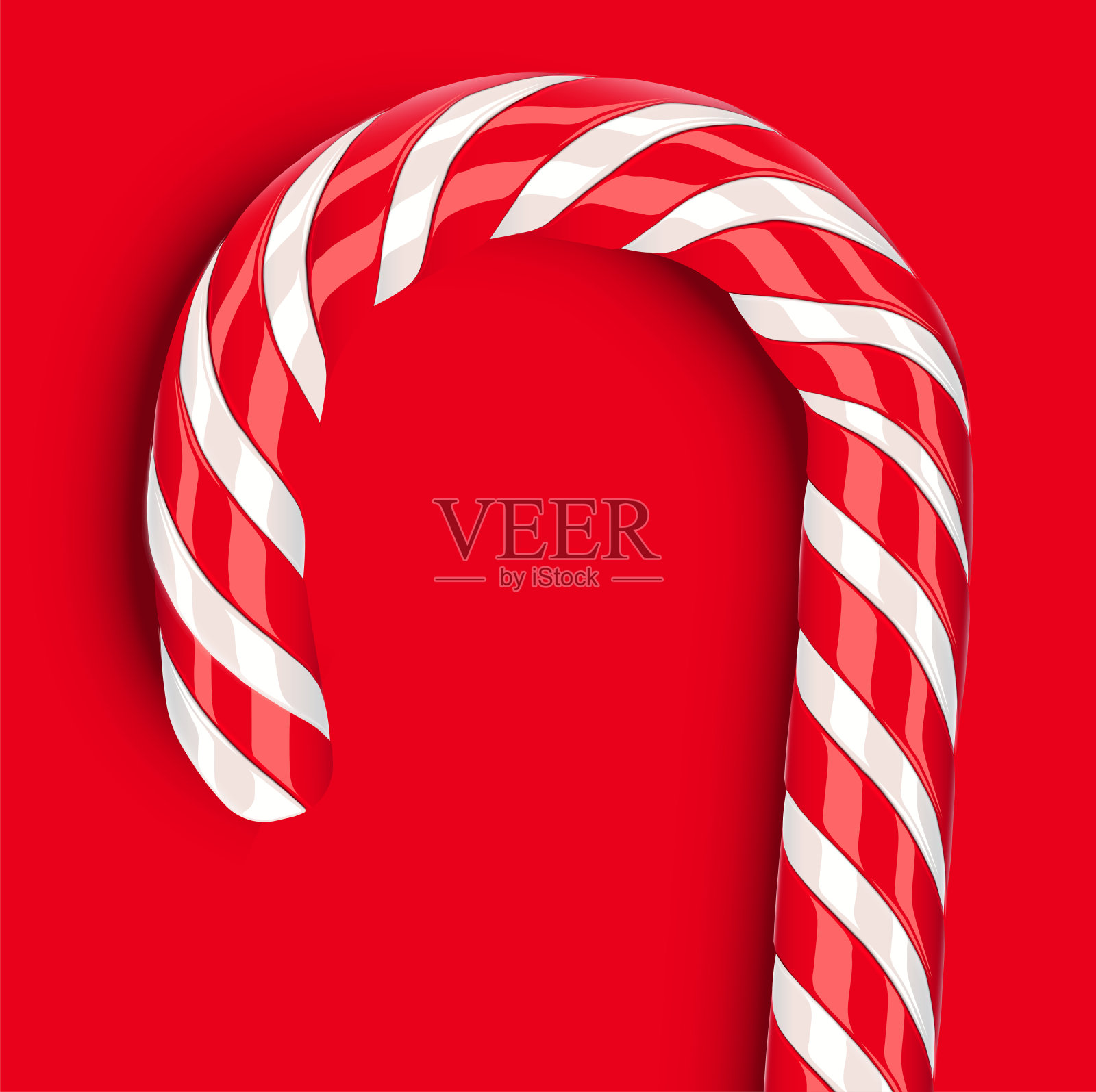 高详细的红色糖果甘蔗，矢量插图插画图片素材