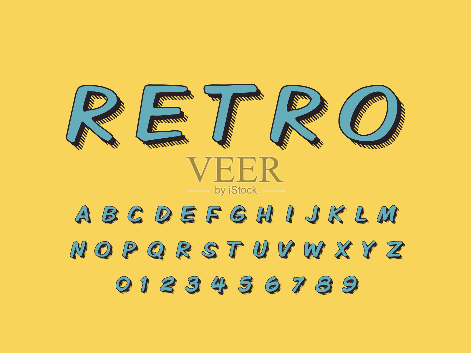 时尚时尚的logo，复古的酒吧。3D彩色字体插画图片素材