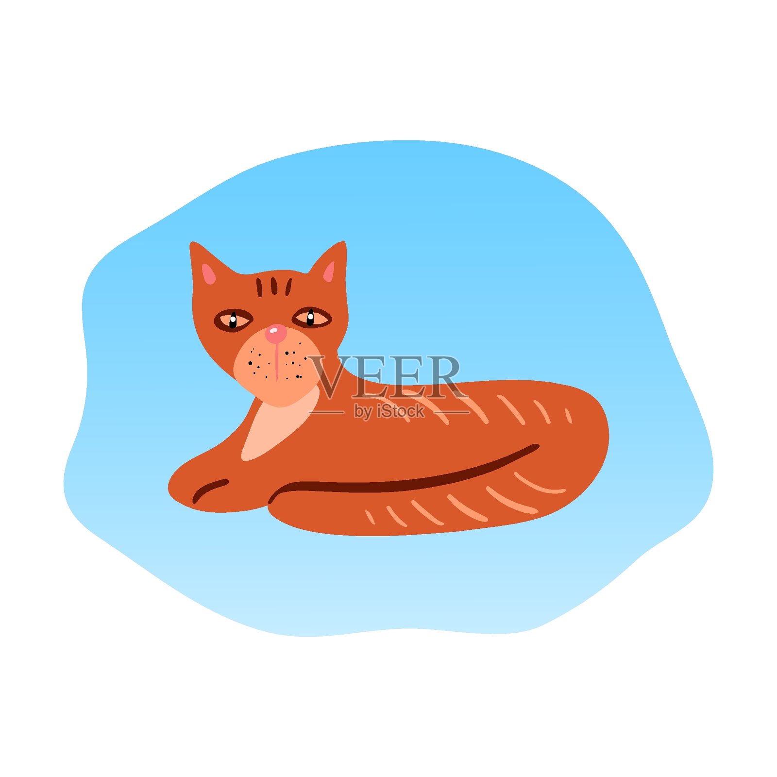 矢量可爱的卡通猫插图孤立在白色的背景。插画图片素材