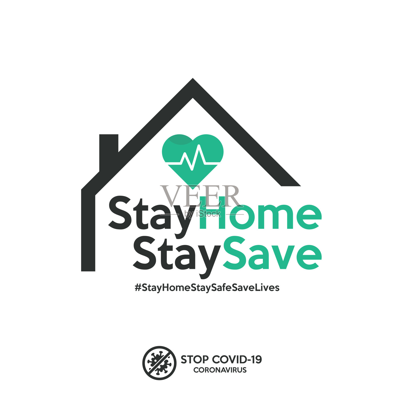 呆在家里，注意安全海报。预防新型冠状病毒。预防疾病的指南。房屋插图中的炉膛跳动。插画图片素材