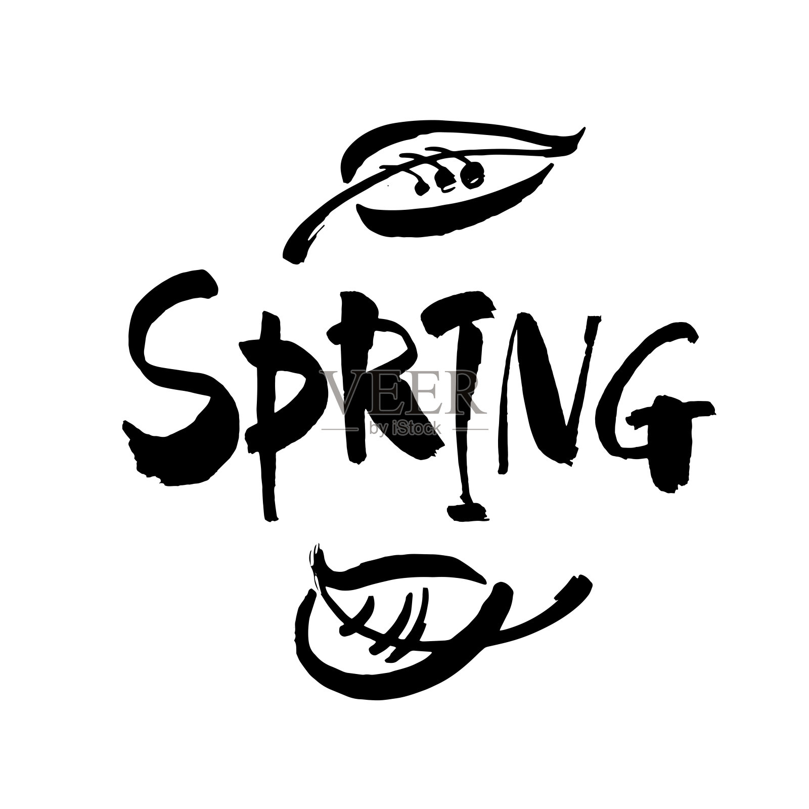 弹簧笔刷字母孤立在背景上。手写的矢量插图。插画图片素材