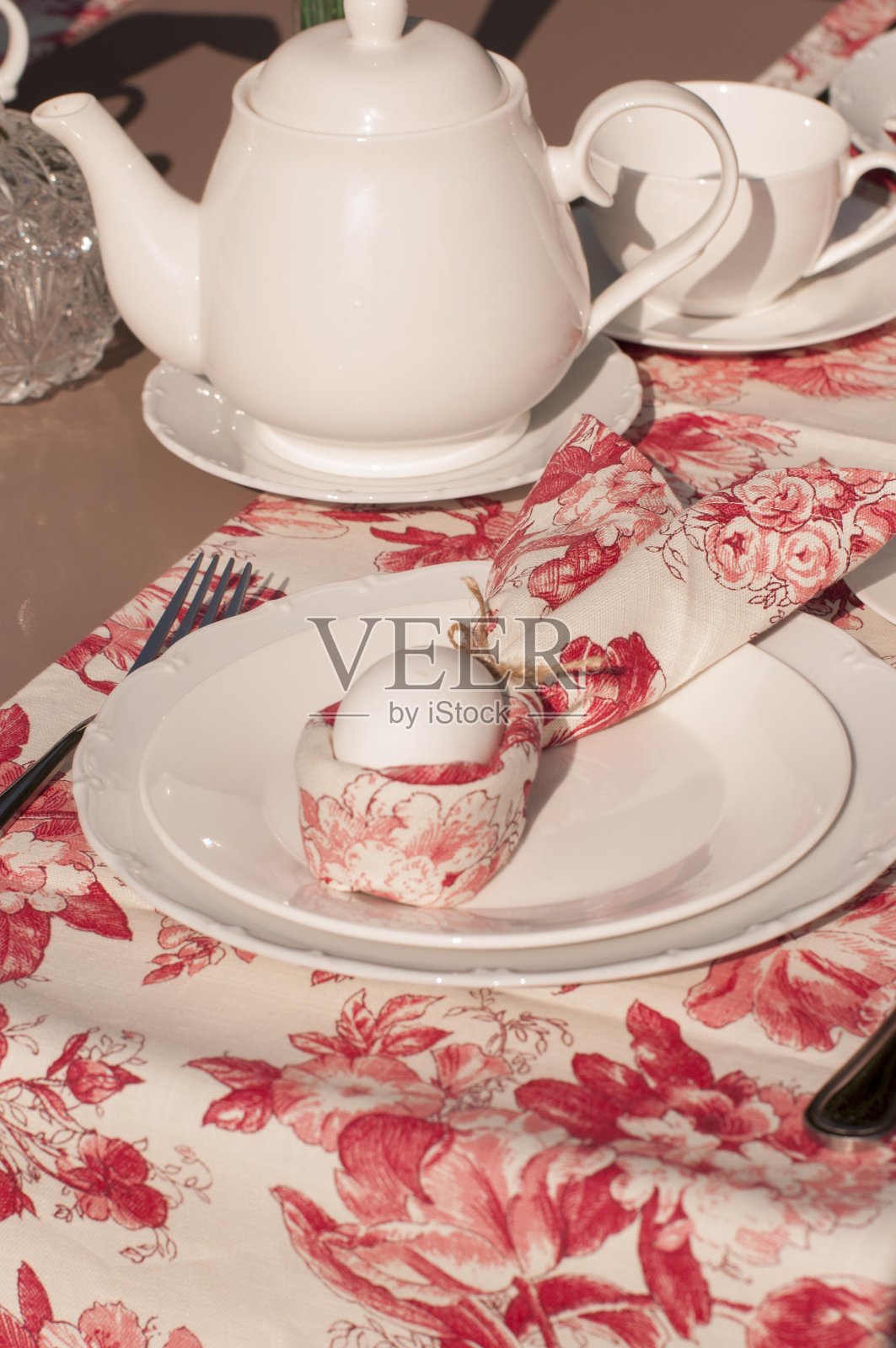 复活节表设置照片摄影图片