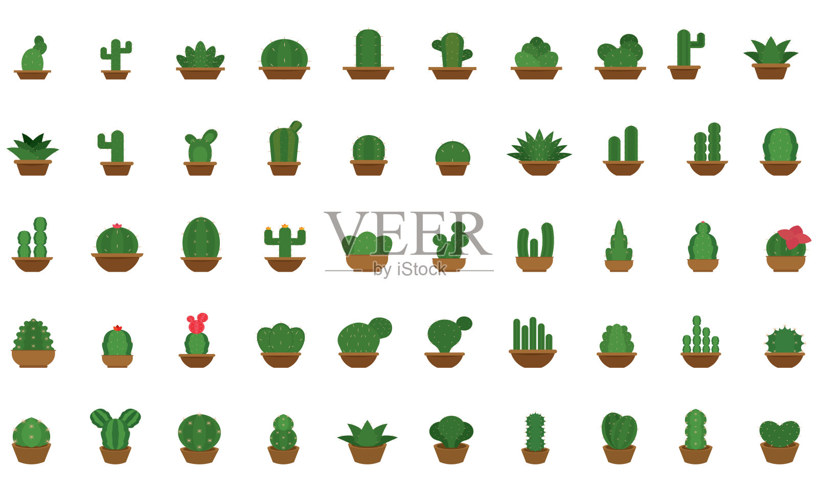 花盆里的仙人掌图标插画图片素材