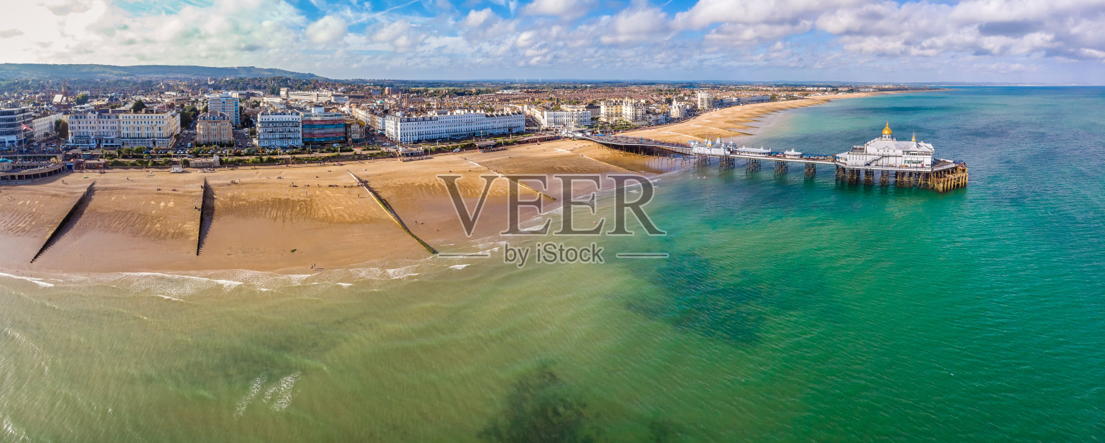 伊斯特本的鸟瞰图在夏天，英国照片摄影图片