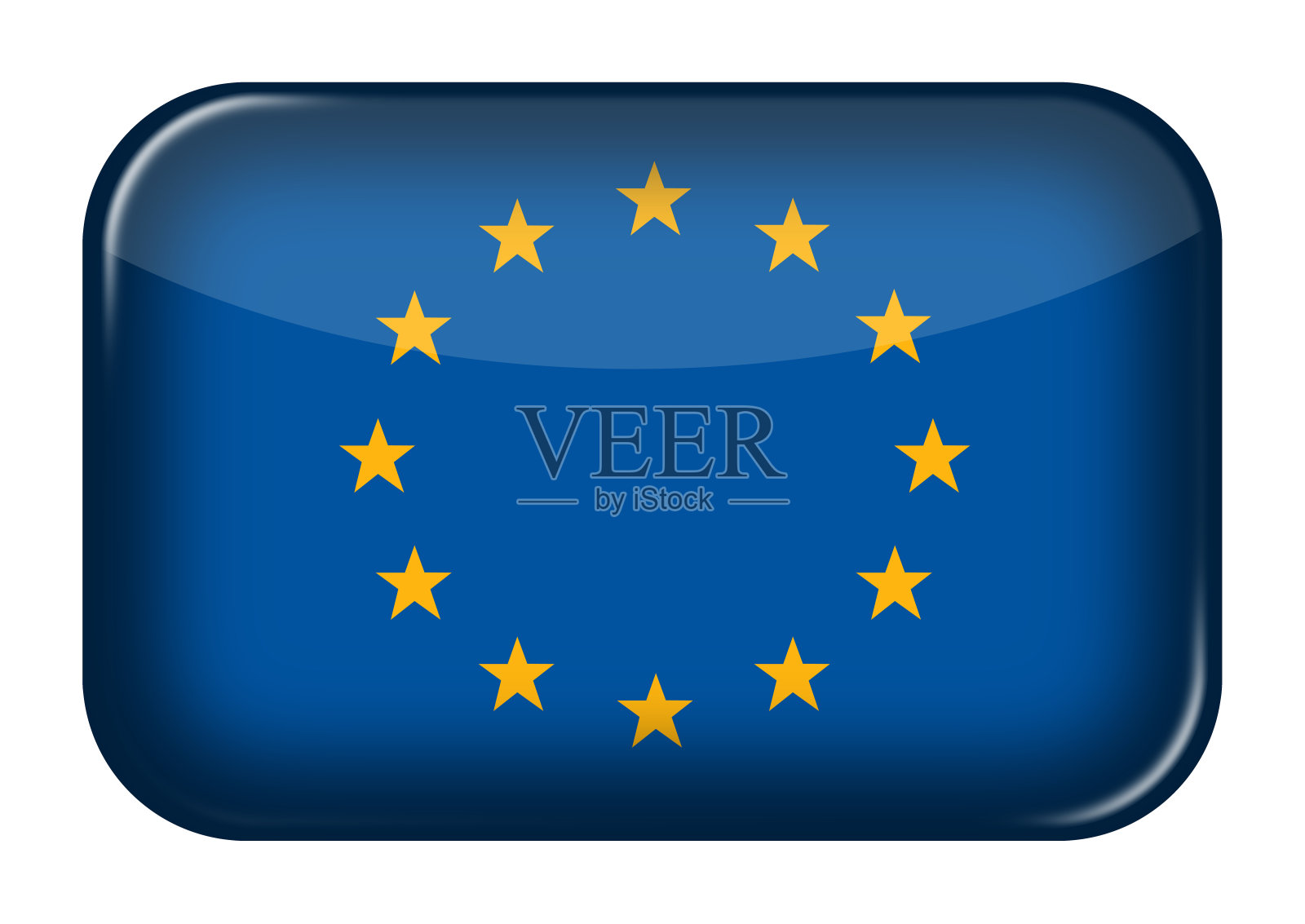欧盟旗帜网页图标矩形按钮与剪切路径插画图片素材