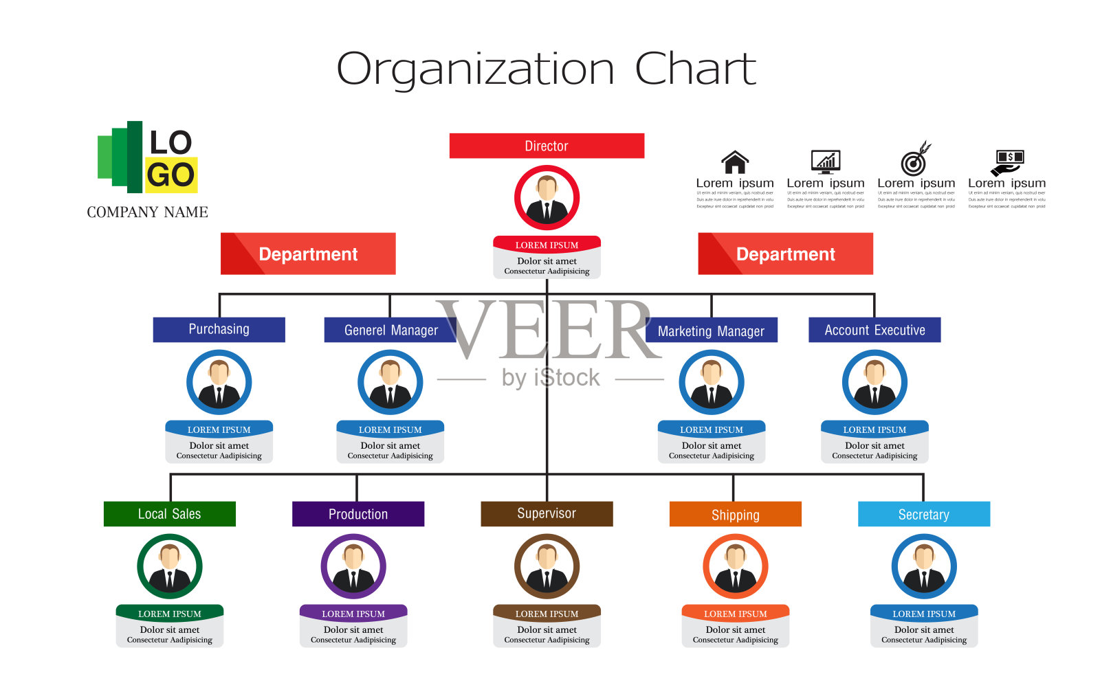 组织结构图信息图，商业图标，矢量设计插画图片素材