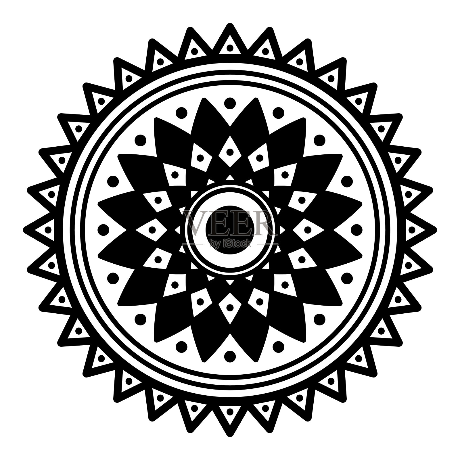 曼荼罗圆形装饰。可用于贺卡、手机壳打印等。手绘背景，矢量孤立在白色。每股收益10插画图片素材