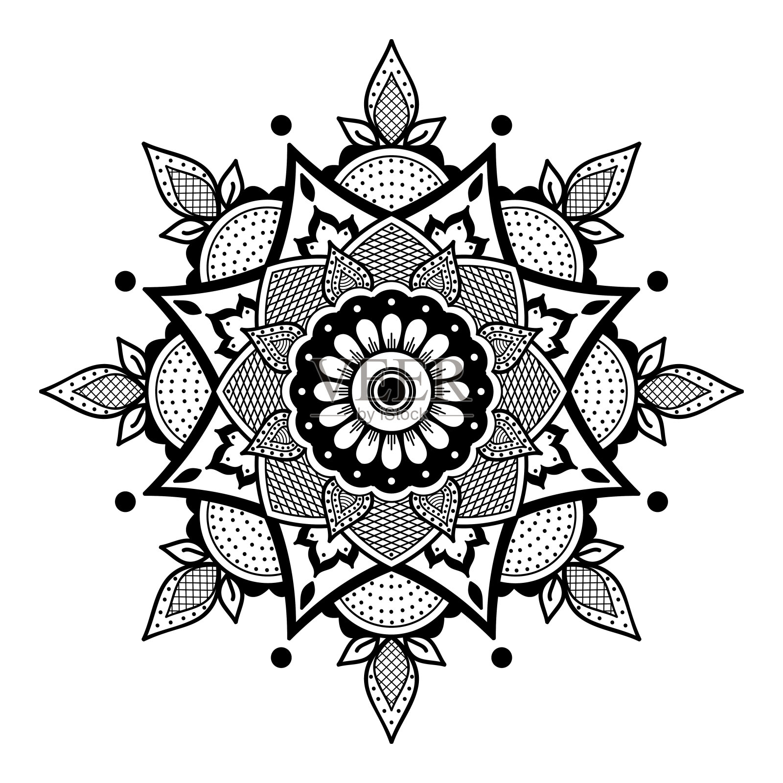 曼荼罗涂色书。阿拉伯语，巴基斯坦语，摩洛哥语，土耳其语，印度语，西班牙语插画图片素材