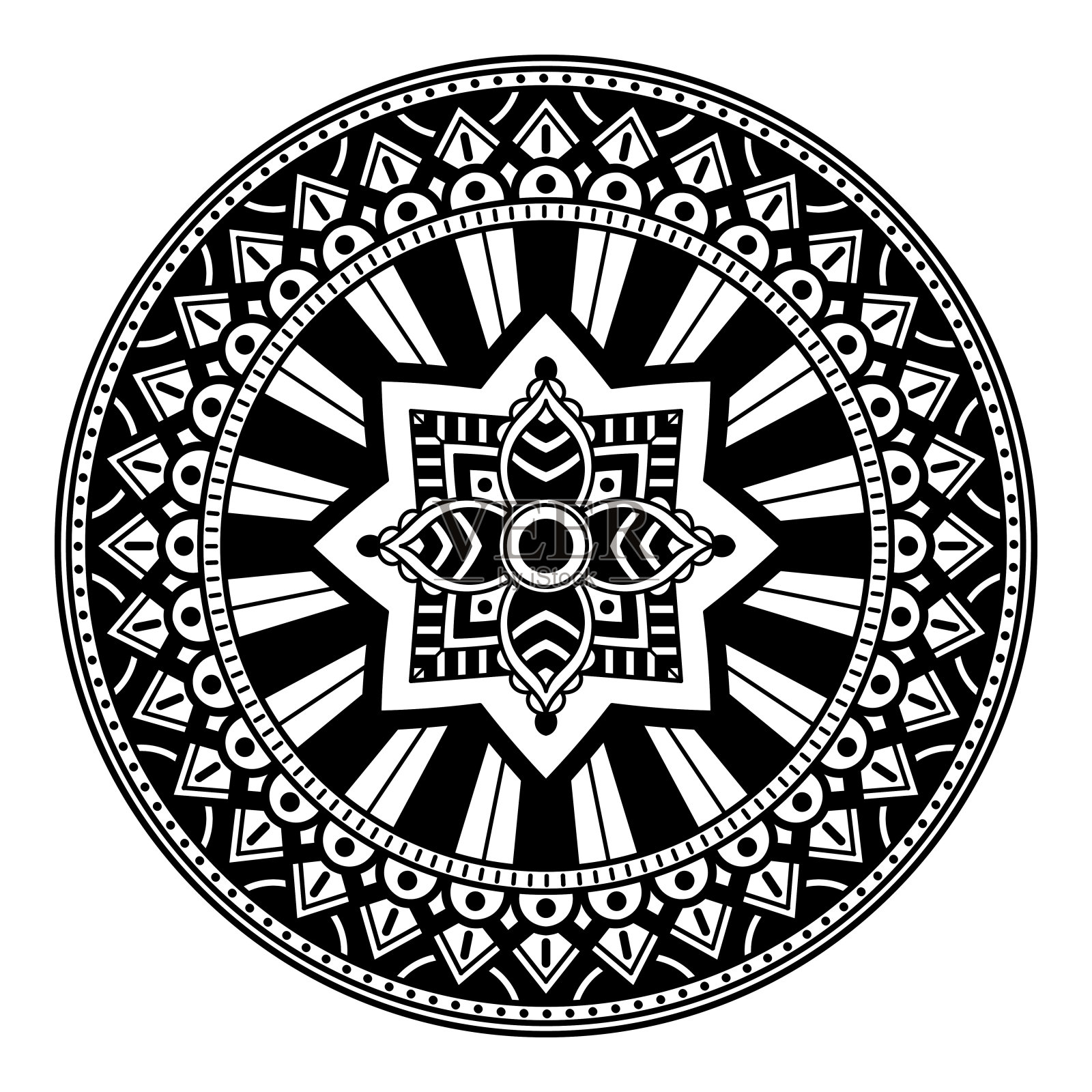 曼荼罗涂色书。阿拉伯语，巴基斯坦语，摩洛哥语，土耳其语，印度语，西班牙语插画图片素材