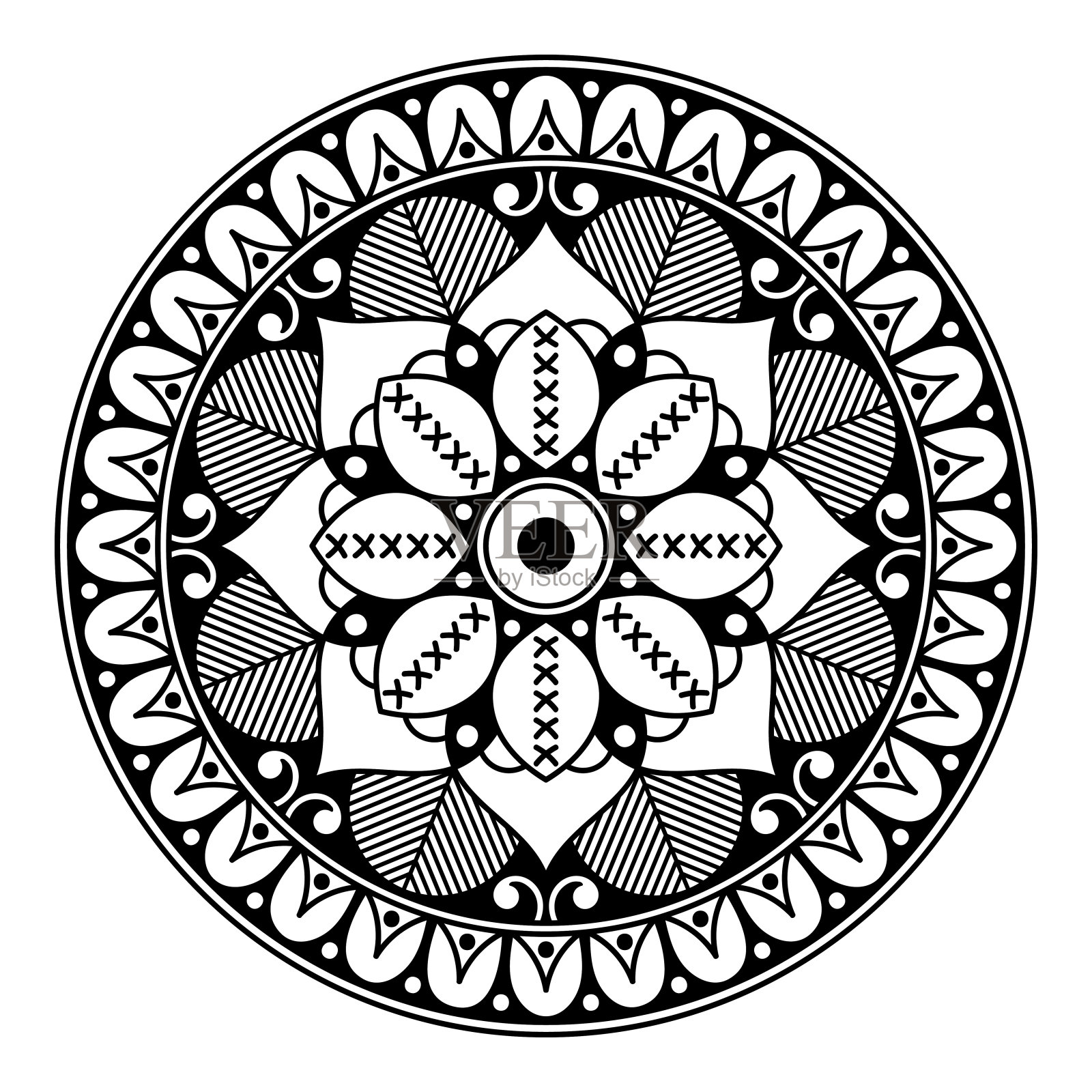 民族曼荼罗点缀。阿拉伯语，巴基斯坦语，摩洛哥语，土耳其语，印度语，西班牙语。矢量插图EPS 10插画图片素材