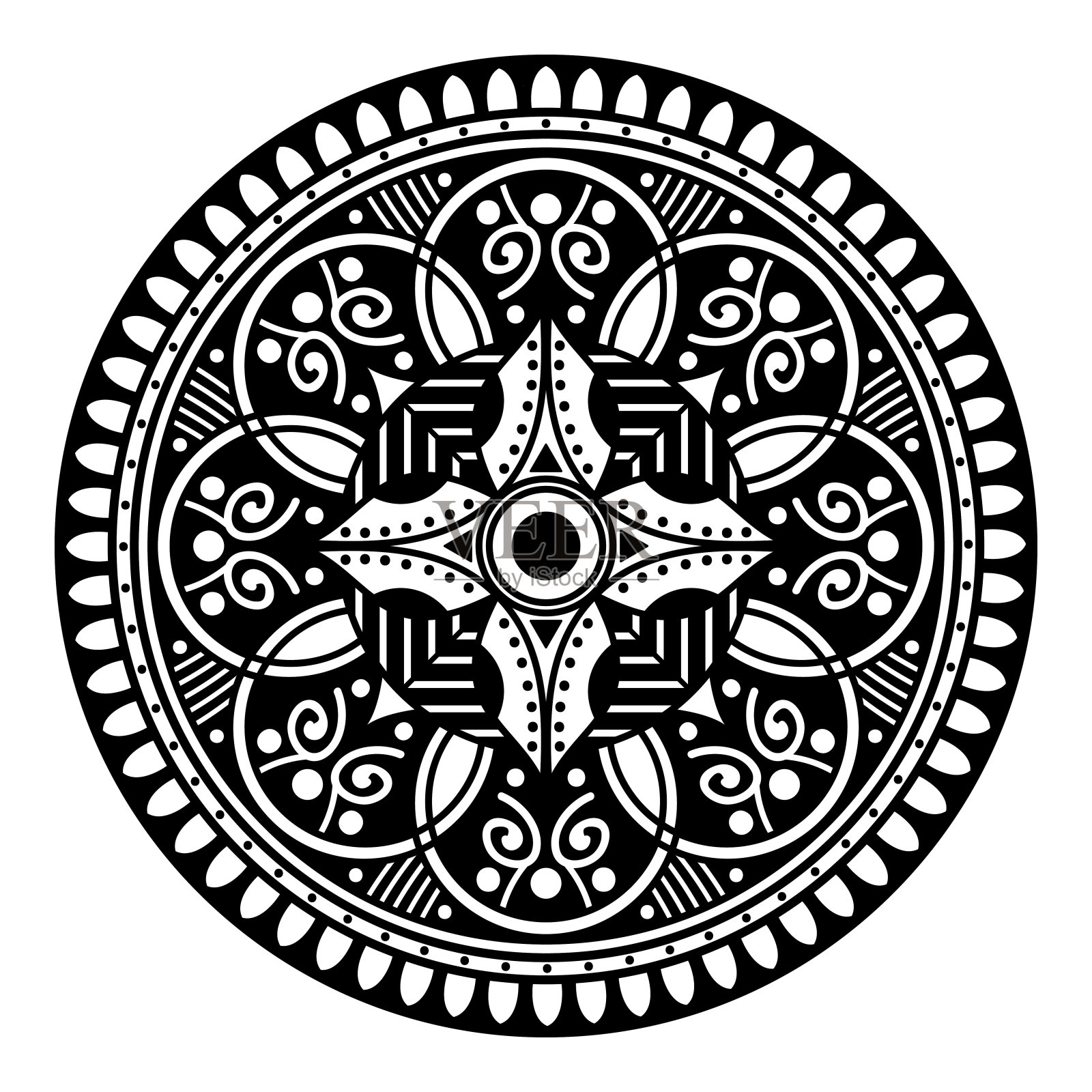 抽象黑白线绘制，适用于成人及较大儿童的轮廓图像。插画图片素材