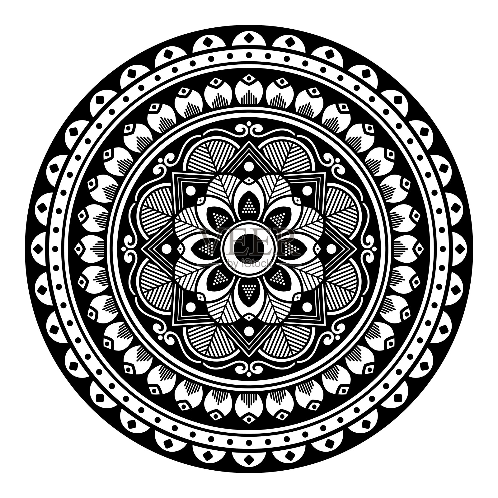 装饰性民族装饰孤立在白色上。很好的节日装饰。适合印刷贺卡。插画图片素材