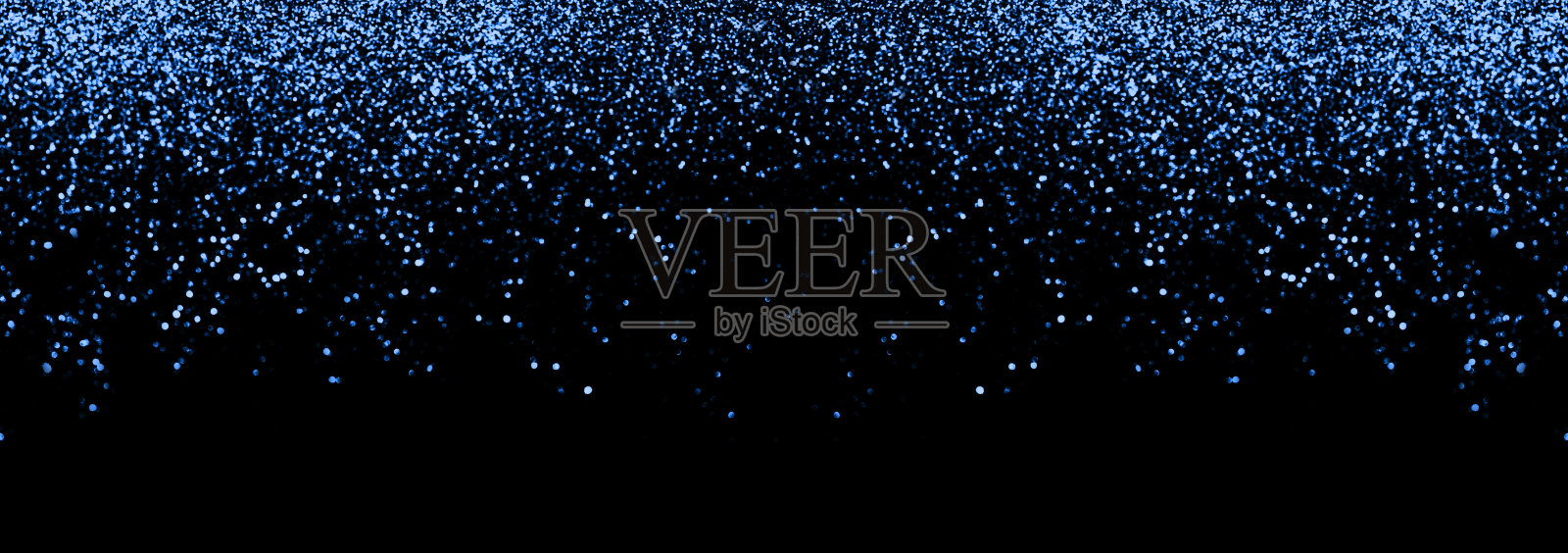 抽象蓝色散焦闪光假日全景背景上的黑色。闪亮的火花。新年圣诞发光的背景照片摄影图片