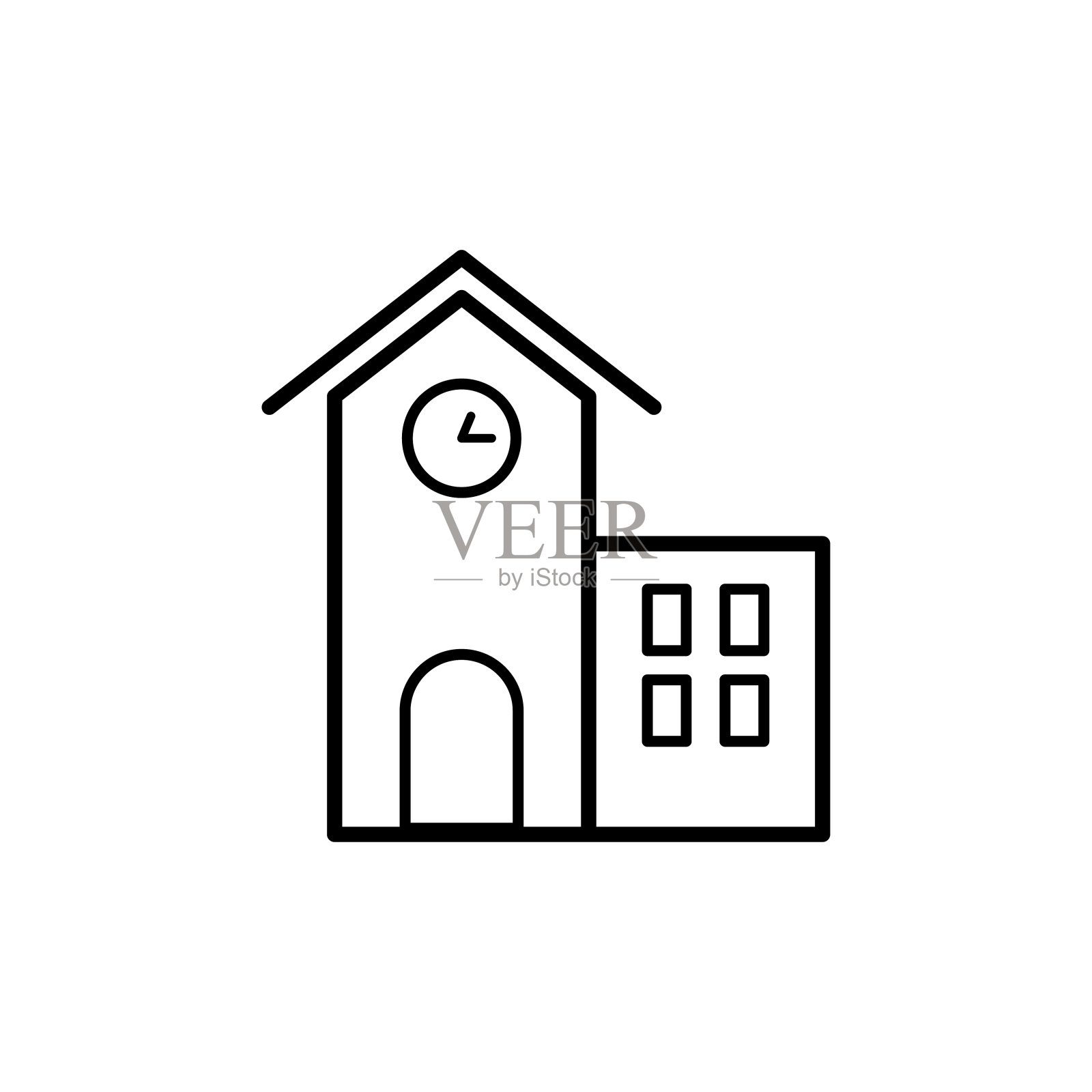 学校建筑图标平面矢量模板设计新潮图标素材