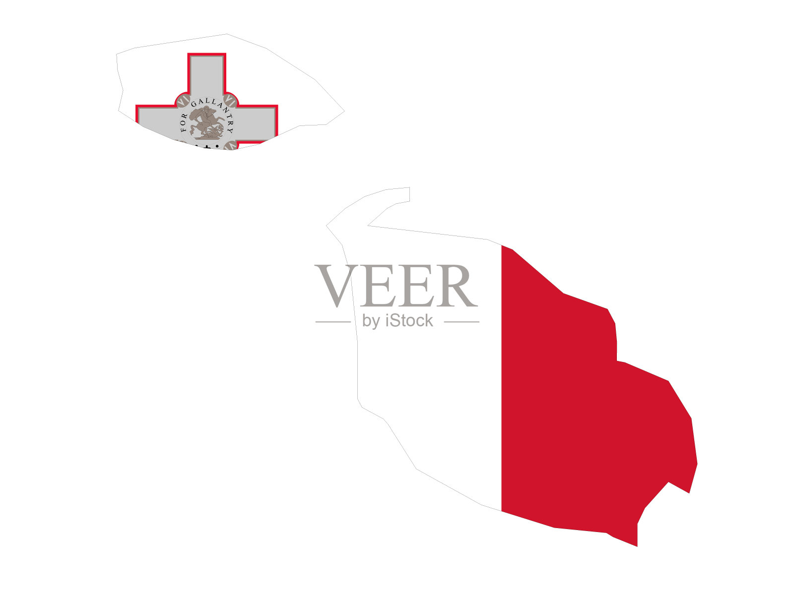 带旗马耳他地图插画图片素材