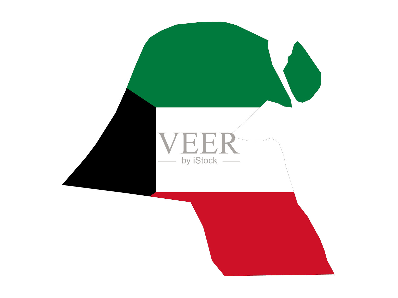 带旗的科威特地图插画图片素材