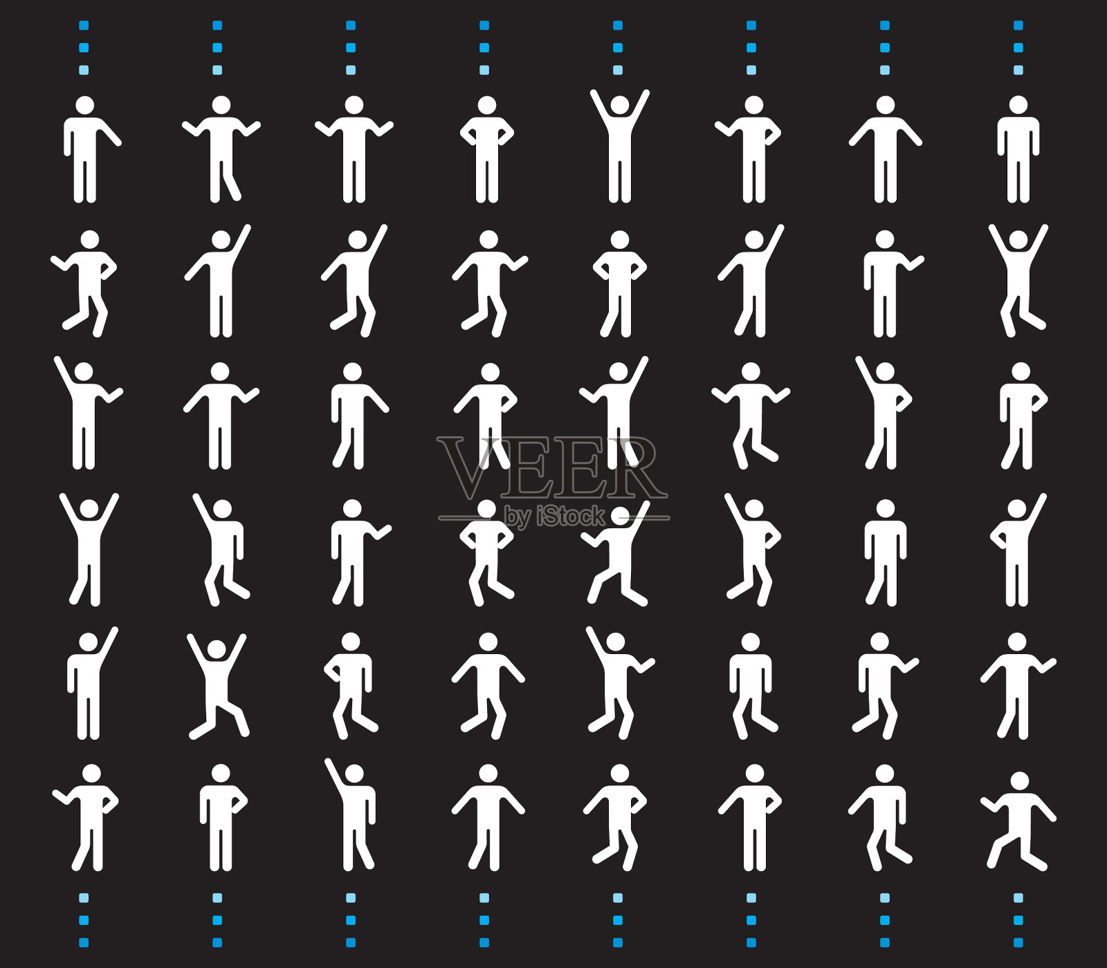 一组人的图标在黑色和白色。插画图片素材