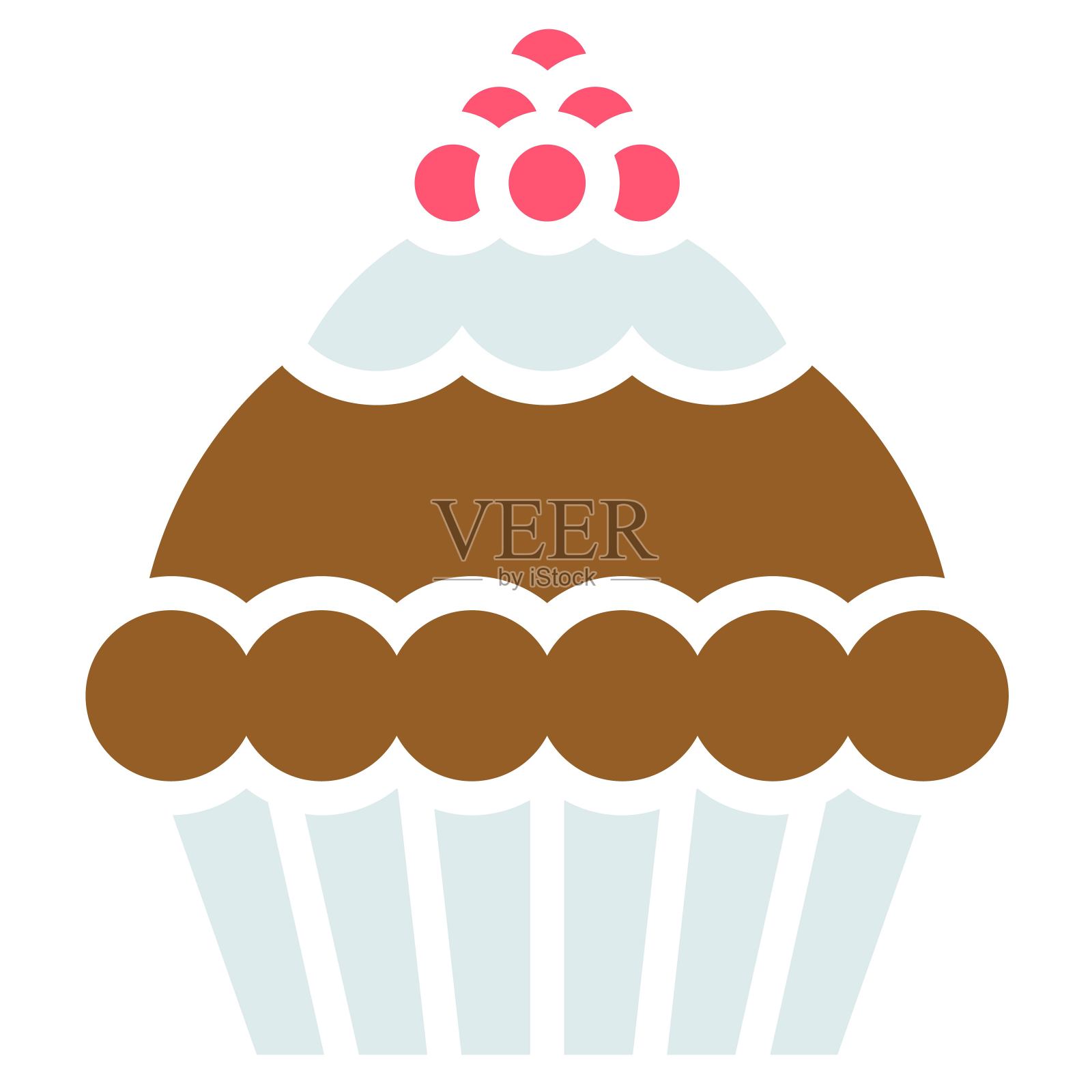 纸杯蛋糕或松饼，烤好的矢量图标插画图片素材